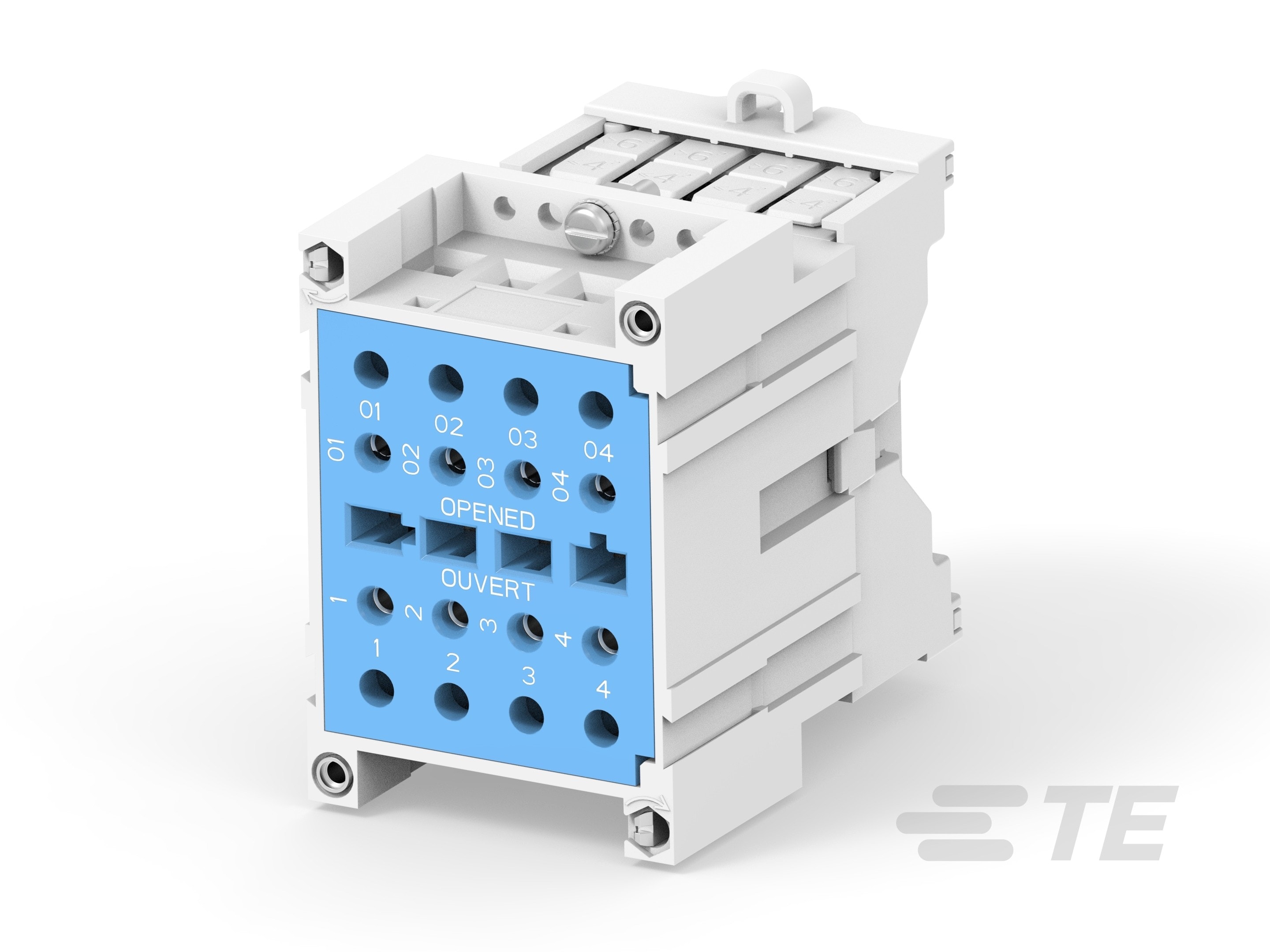 Te Entrelec - Embase Polarité, contact ouvert, semi-encastré, vissé arrière + capot IP20