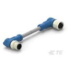 Te Entrelec - Cordons, Mâle/Femelle, M12 vers M12, Angle Droit, Gris