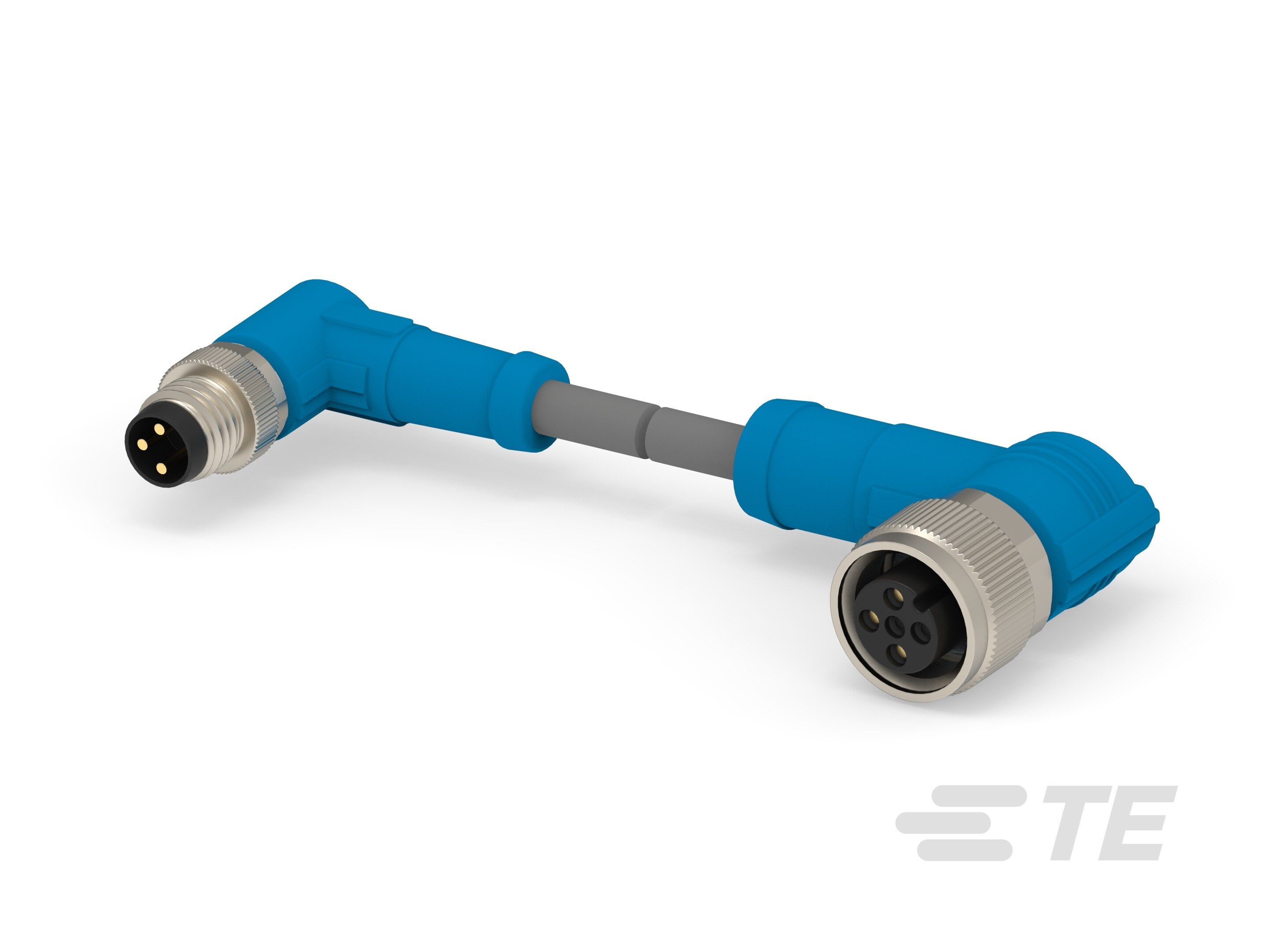 Te Entrelec - Cordons doubles, Mâle/Femelle, M8 vers M12, Gris