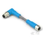 Te Entrelec - Cordons doubles, Mâle/Femelle, M8 vers M8, Angle Droit, Gris