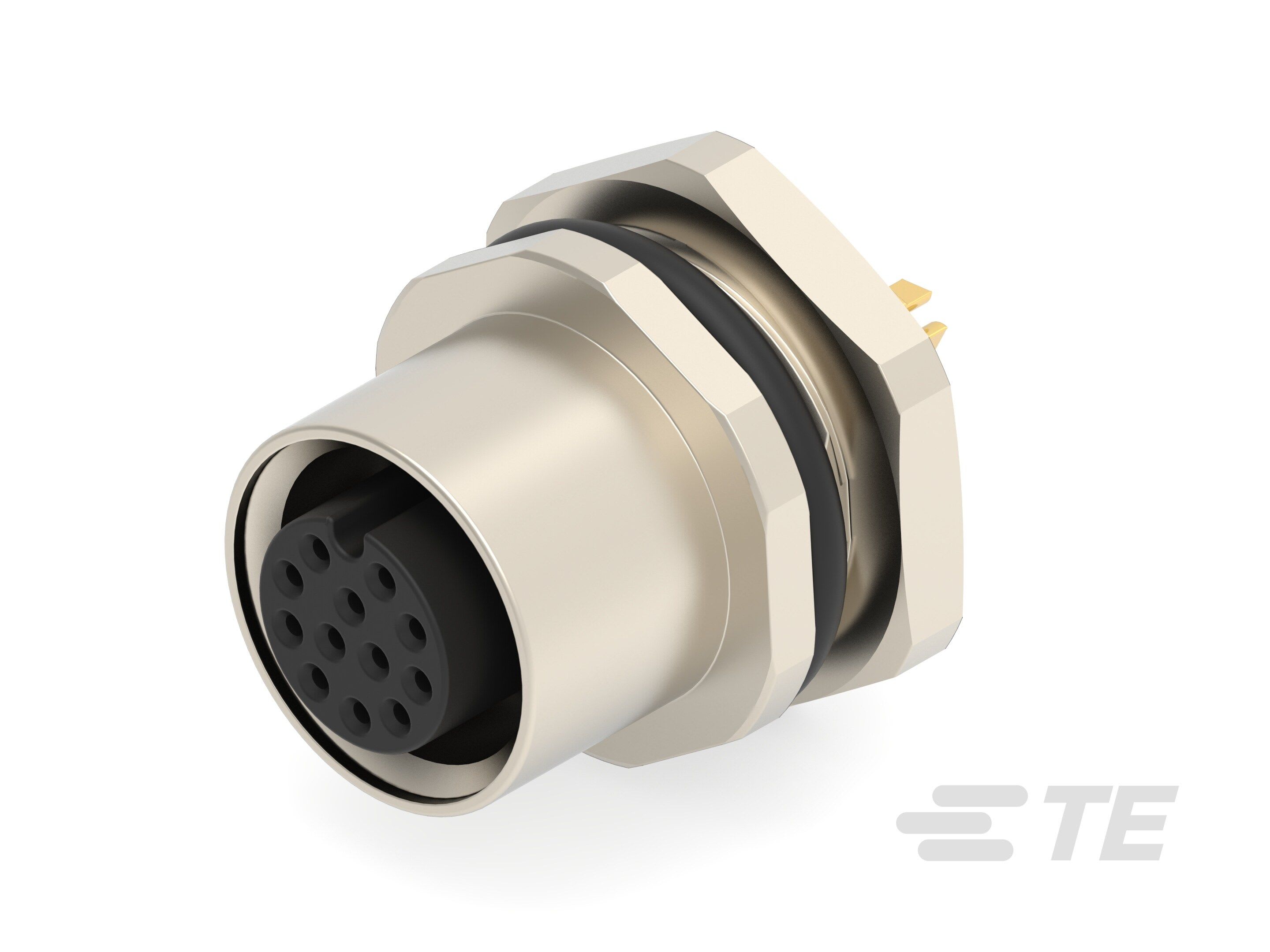 Te Entrelec - Connecteur Femelle, M12, Alliage cuivre, Polyamide 66 GF25,Noir