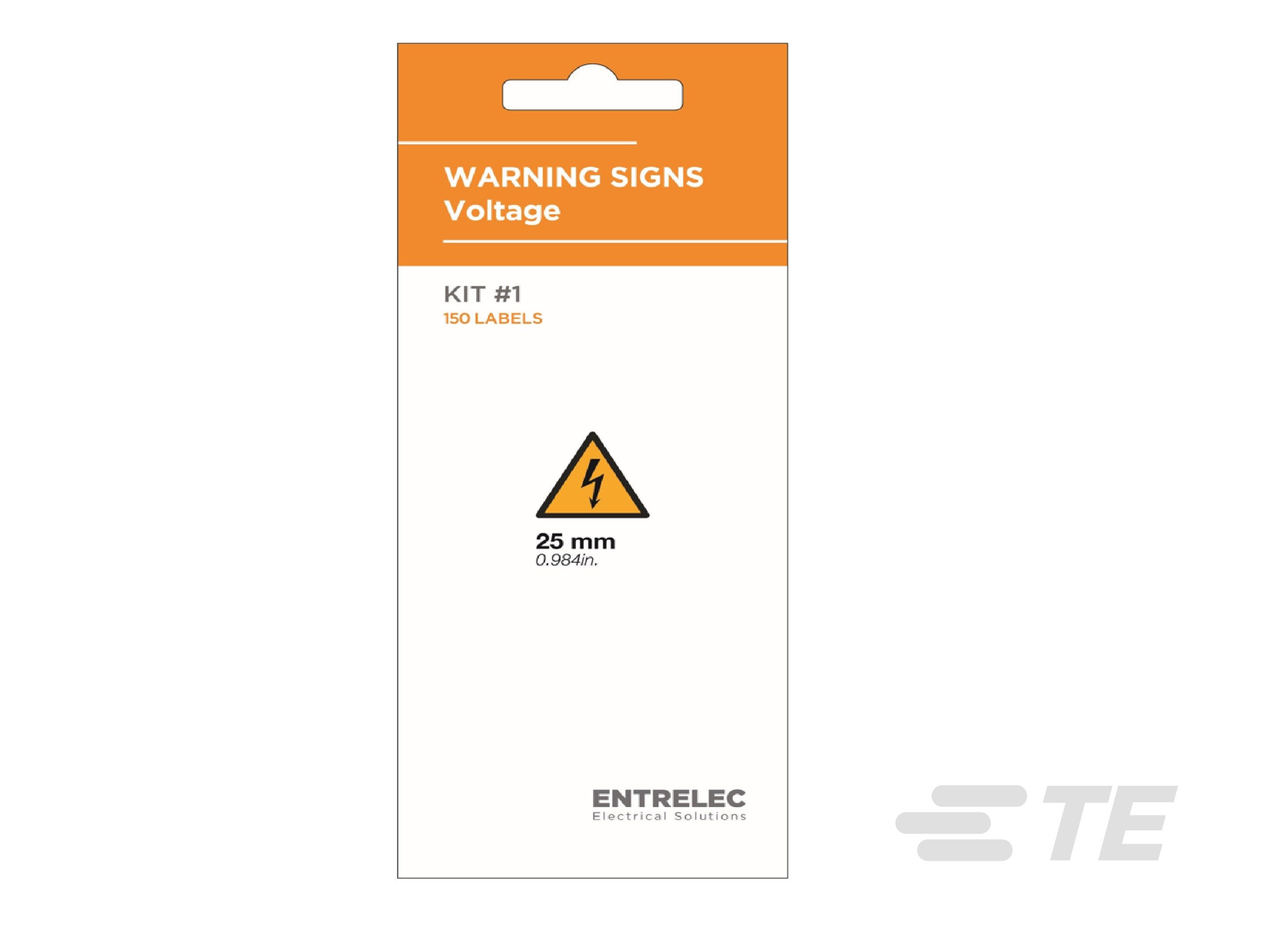 Te Entrelec - Kit d'étiquettes Danger 25mm (jaune) en PVC