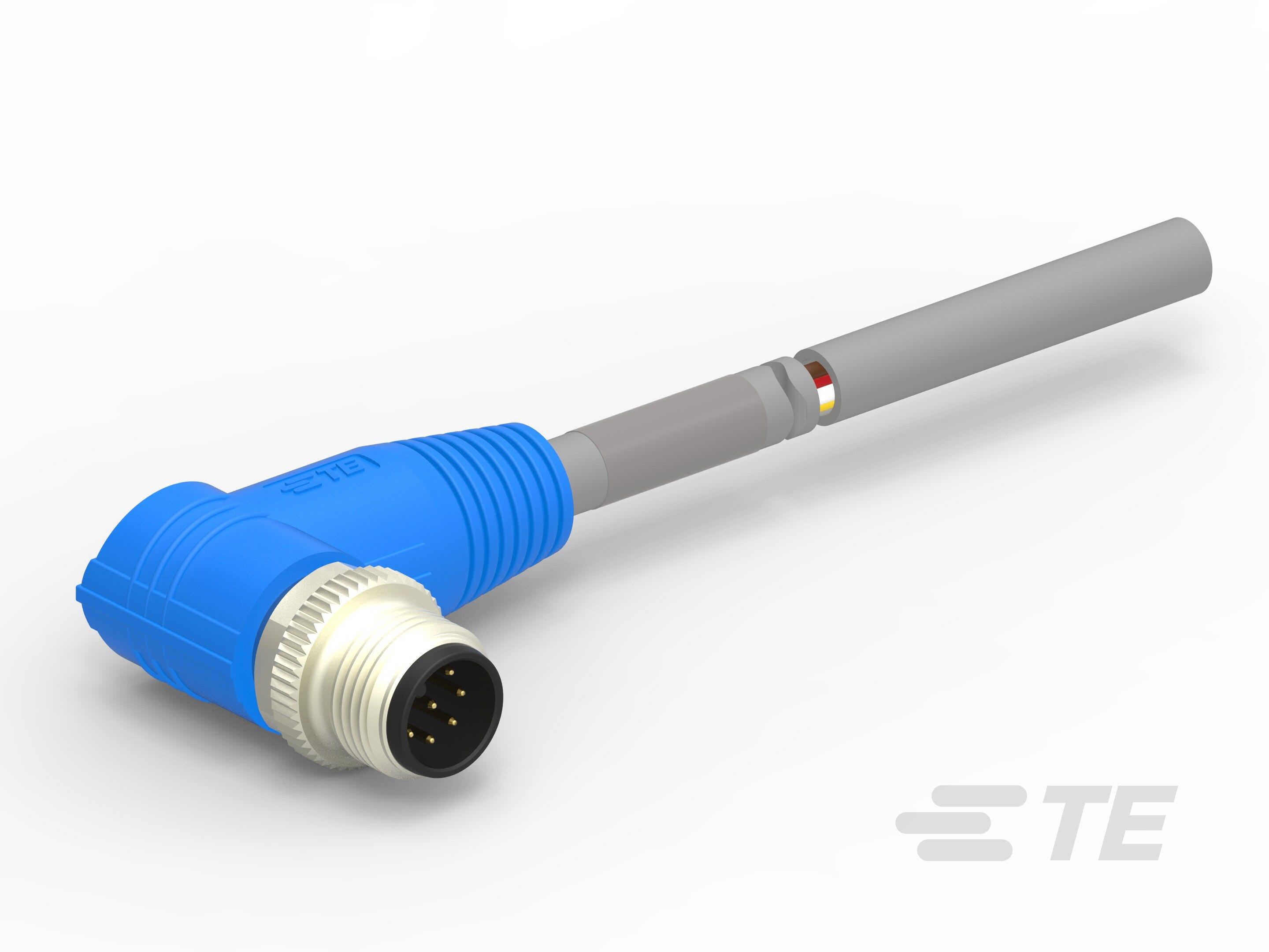 Te Entrelec - Cordons, M12 Queue de cochon, Angle Droit, Gris