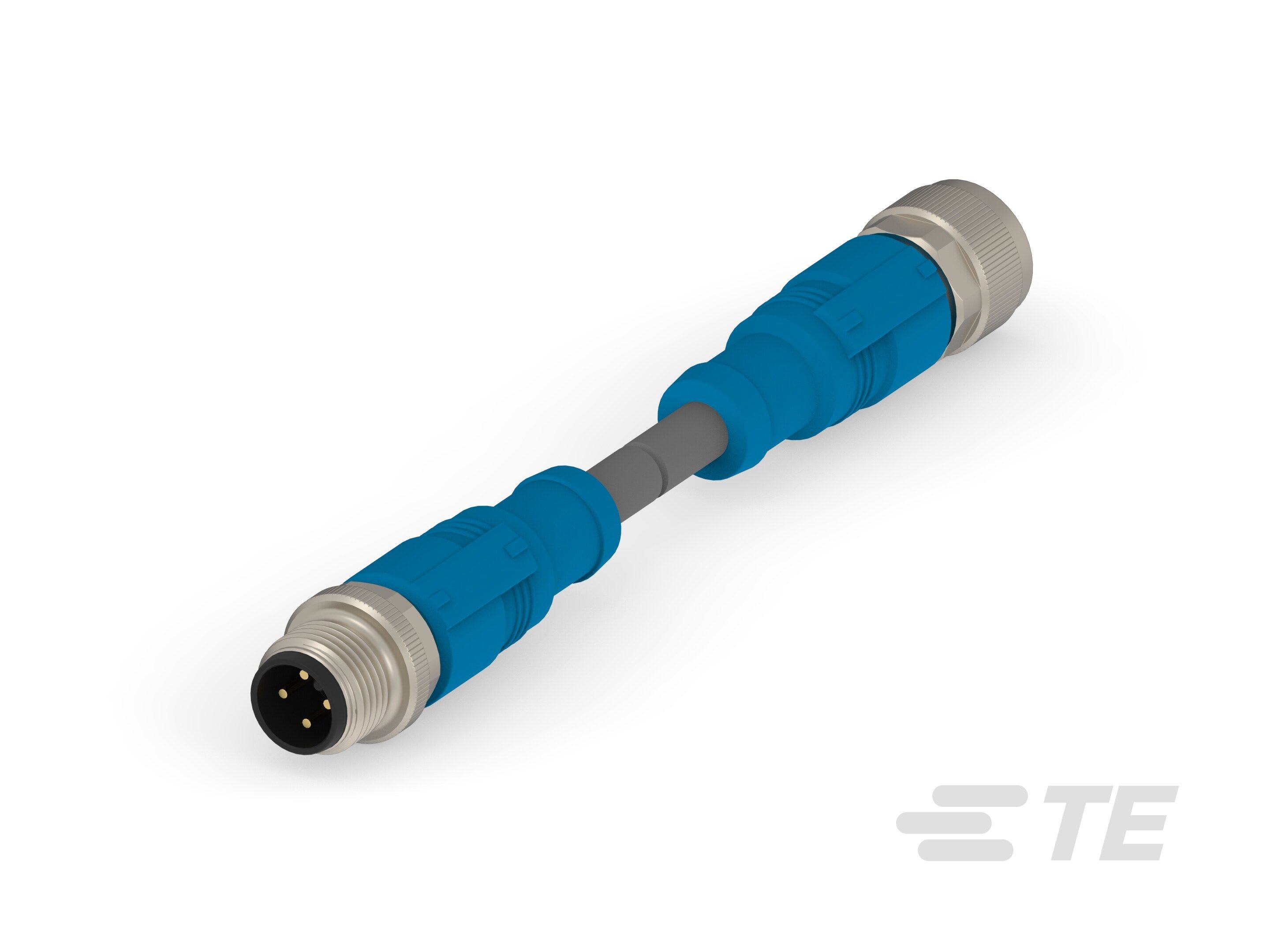 Te Entrelec - Cordons, Mâle/Femelle, M12 vers M12, Droit, Gris
