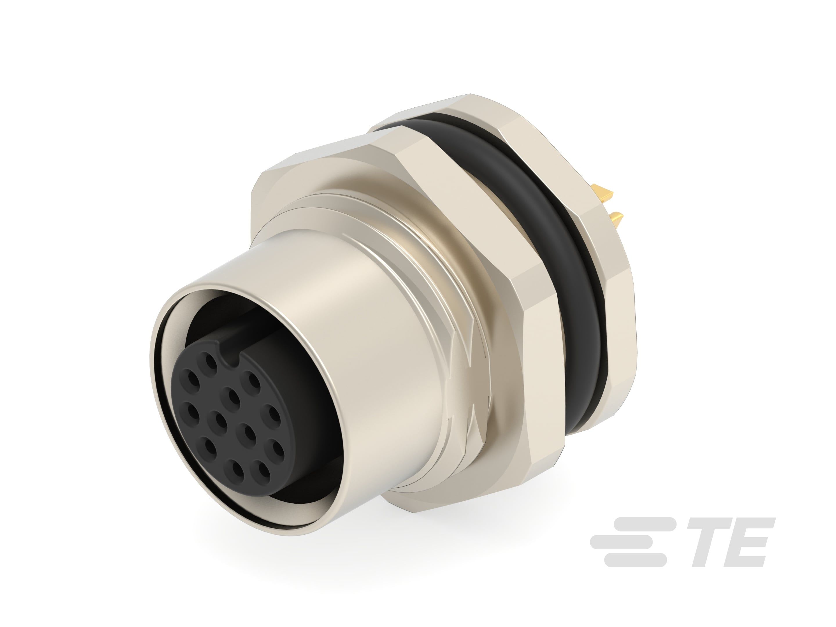 Te Entrelec - Connecteur Femelle, M12, Alliage cuivre, Polyamide 66 GF25,Noir