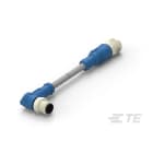 Te Entrelec - Cordons, Mâle/Femelle, M12 vers M12, Angle Droit, Gris