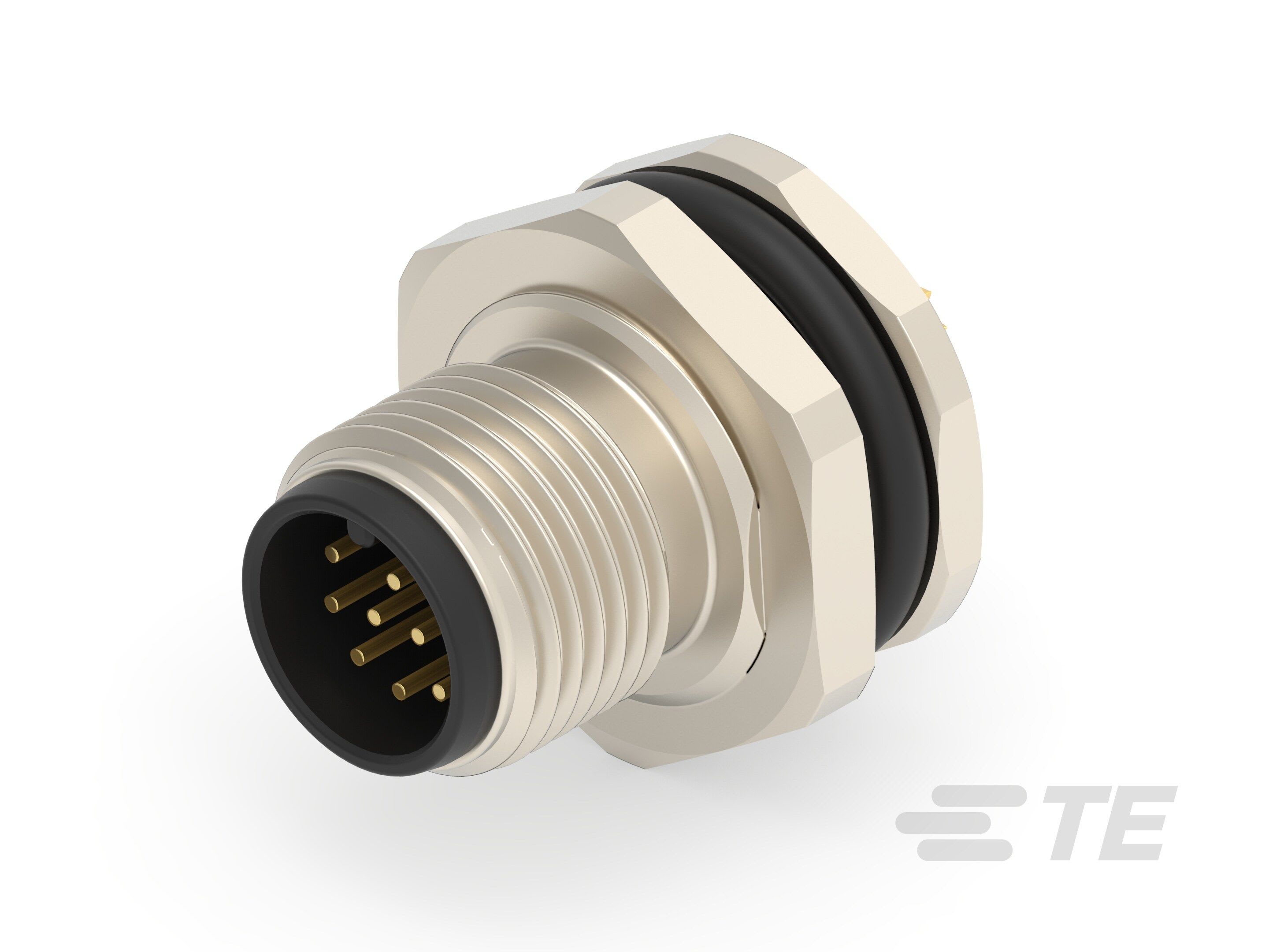 Te Entrelec - Connecteur Mâle, M12, Alliage cuivre, Polyamide 66 GF25,Noir