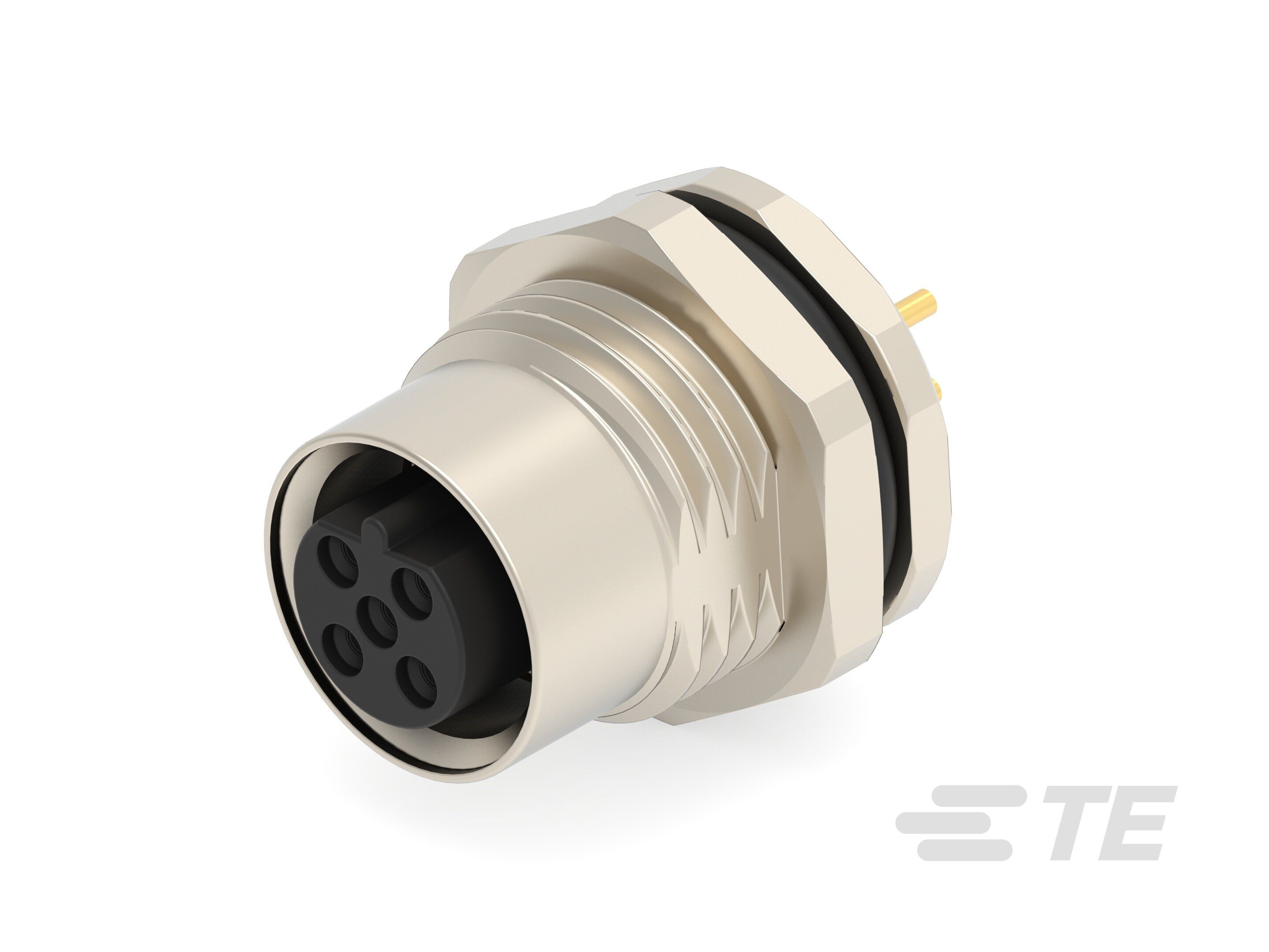 Te Entrelec - Connecteur Femelle, M12, Alliage cuivre, Polyamide 66 GF25,Noir