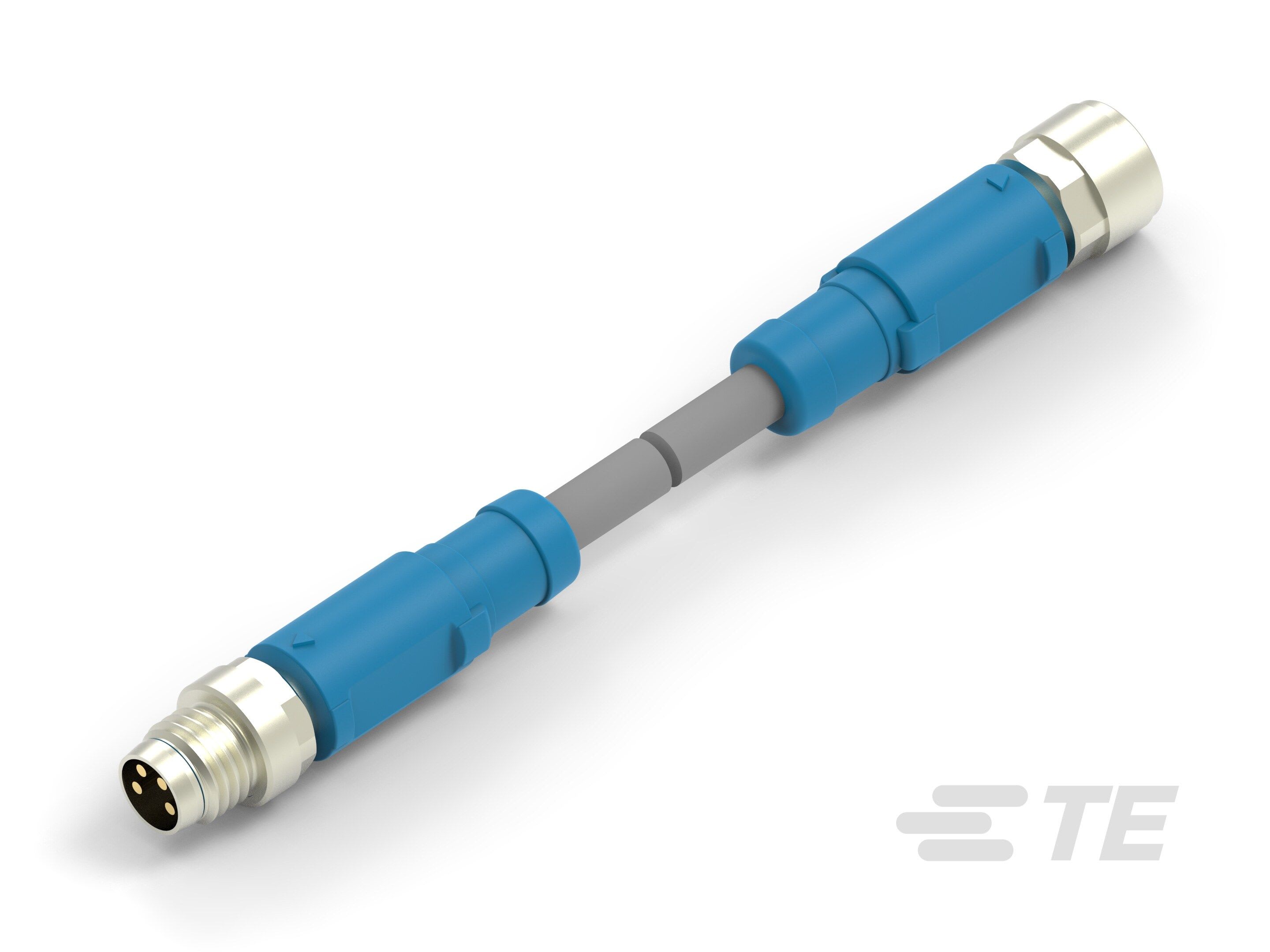 Te Entrelec - Cordons doubles, Mâle/Femelle, M8 vers M8, Droit, Gris