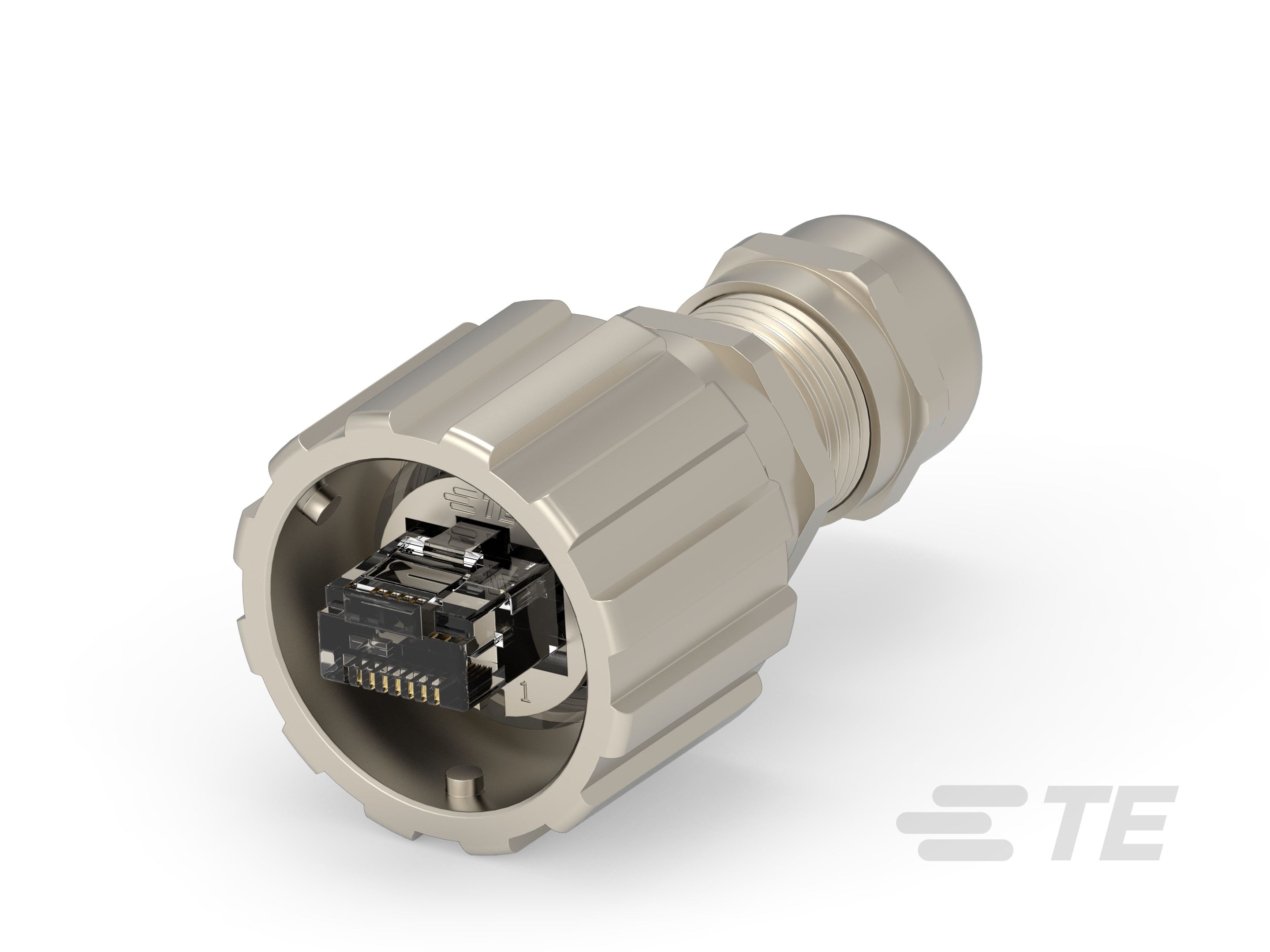 Te Entrelec - Connecteur auto-dénudant RJ45 circulaire, Mâle, Port unique, Accrochage libre