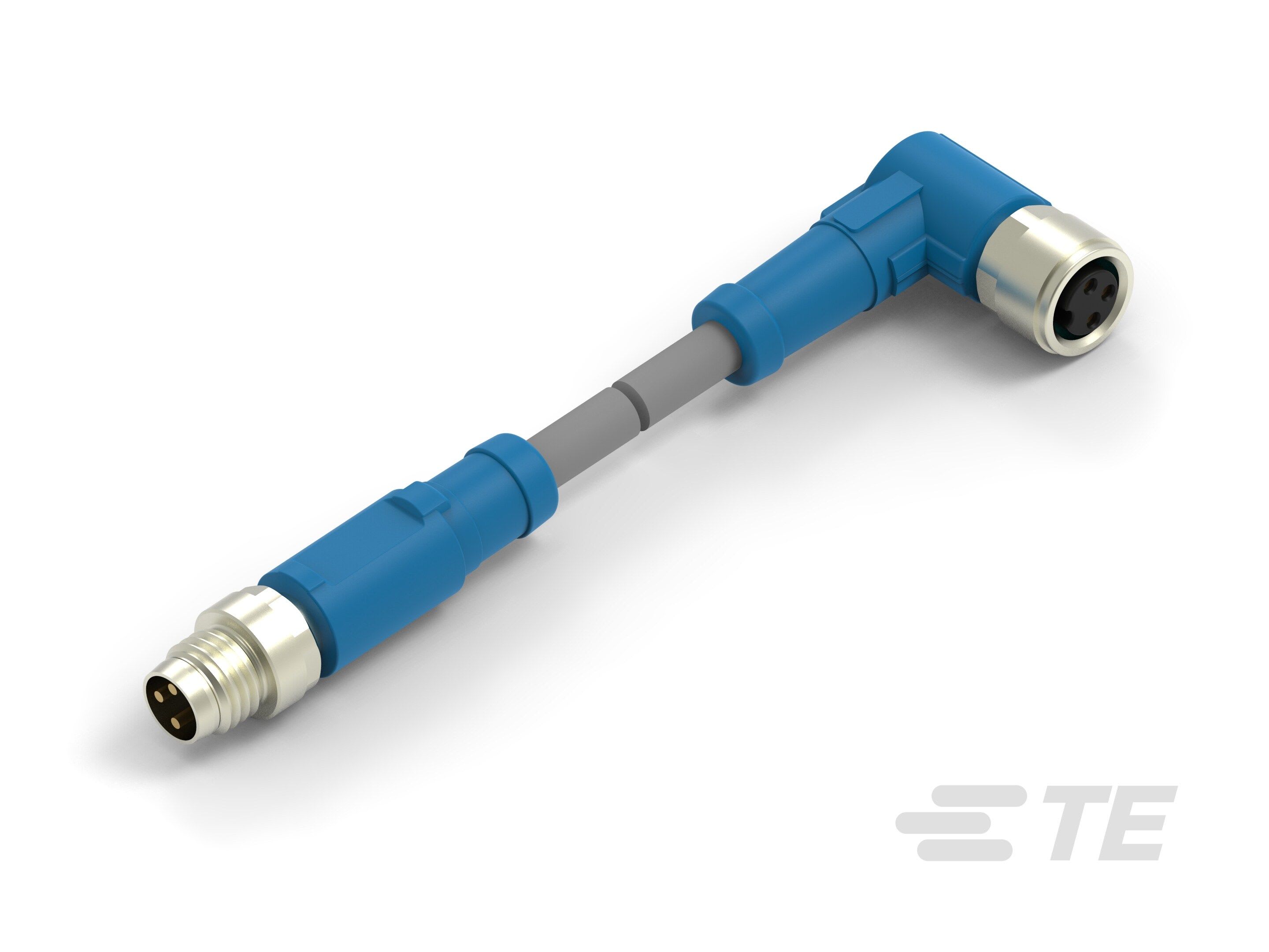 Te Entrelec - Cordons doubles, Mâle/Femelle, M8 vers M8, Angle Droit, Gris