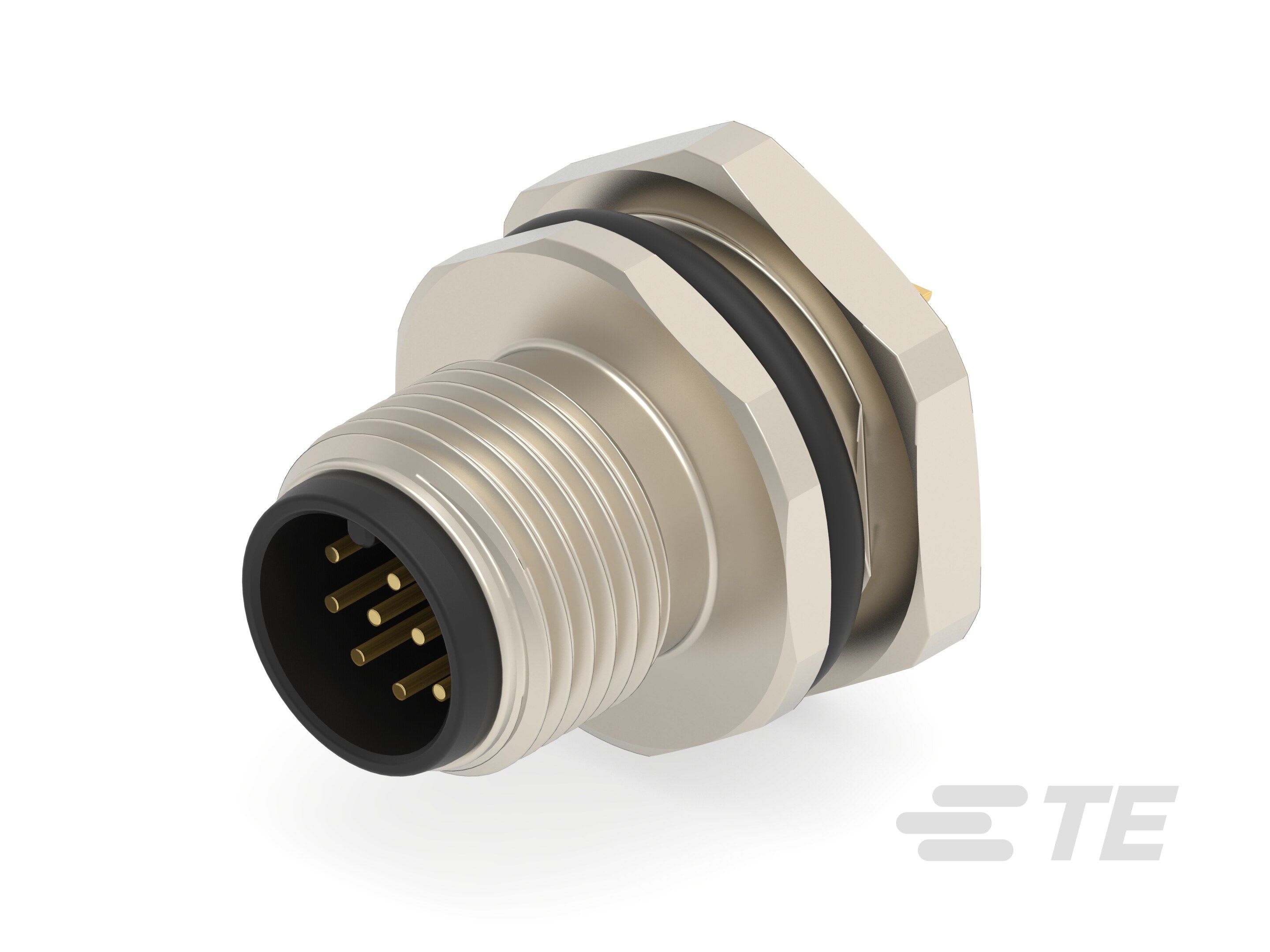 Te Entrelec - Connecteur Mâle, M12, Alliage cuivre, Polyamide 66 GF25,Noir