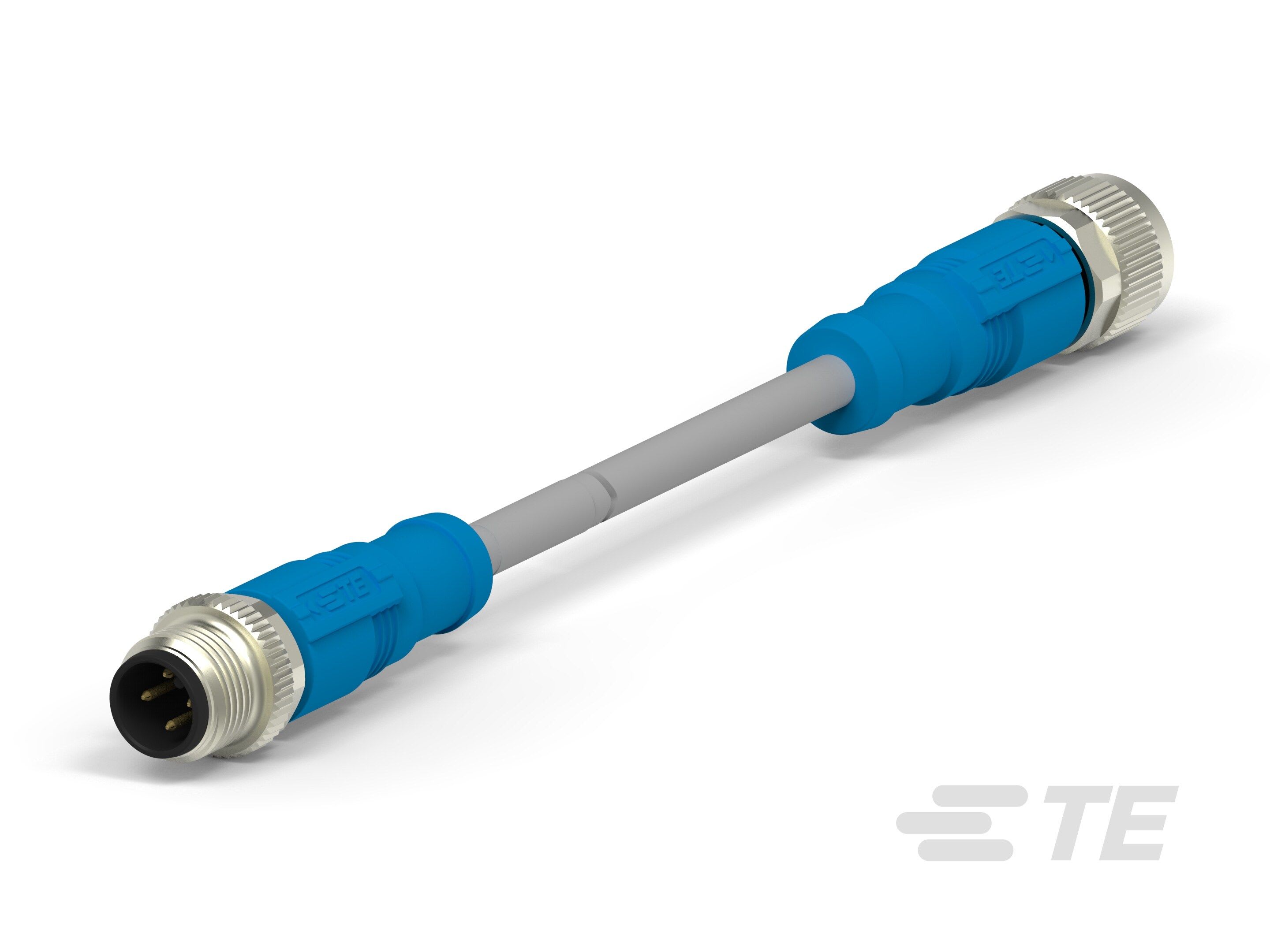 Te Entrelec - Cordons, Connecteur/Femelle, M12 vers M12, Droit, Gris