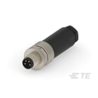 Te Entrelec - Connecteur M8, Mâle, Laiton, Polyamide 66 GF25,Noir