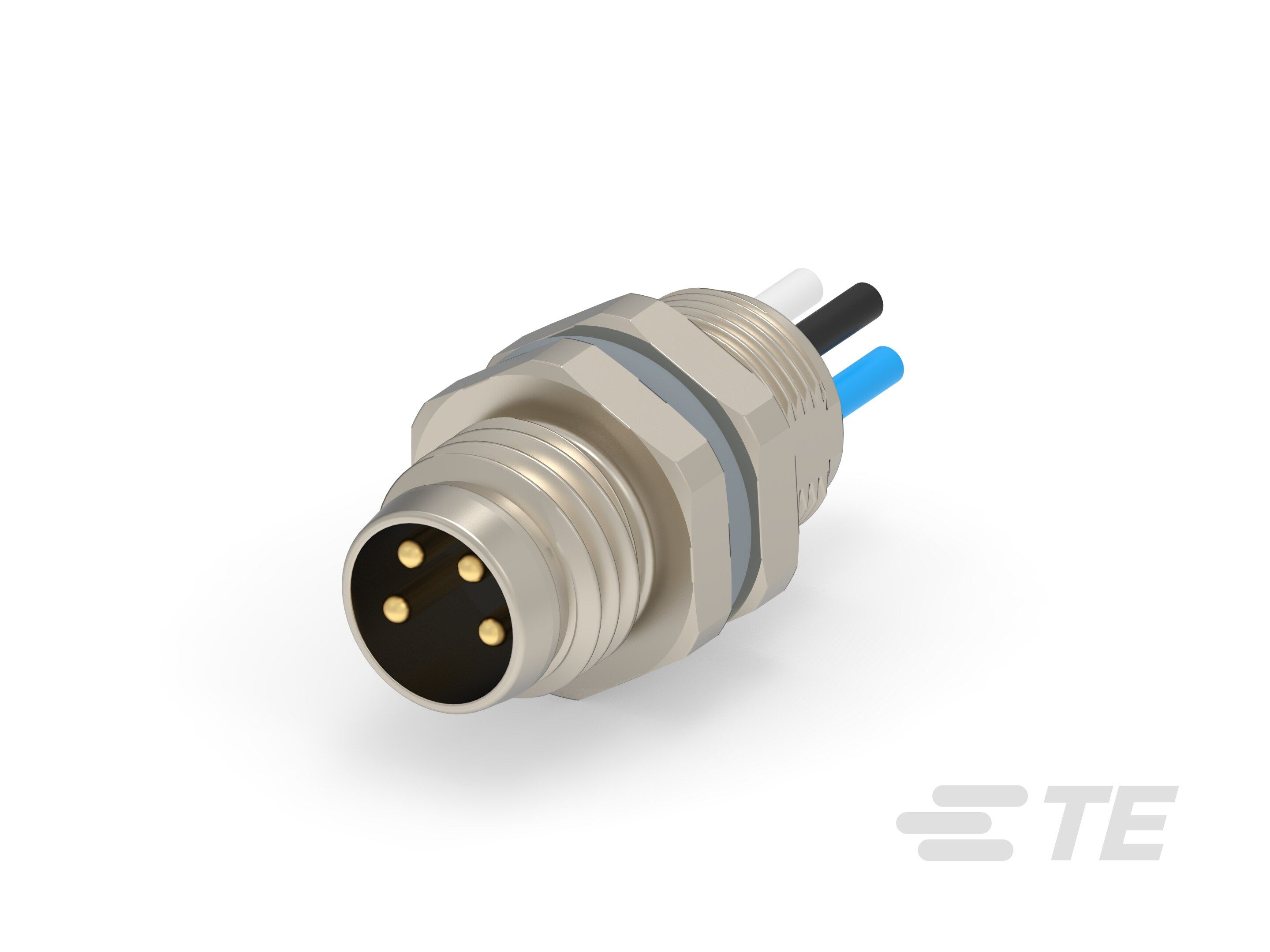 Te Entrelec - Connecteur M8, Mâle, Alliage cuivre, Polyamide 67 GF30,Noir