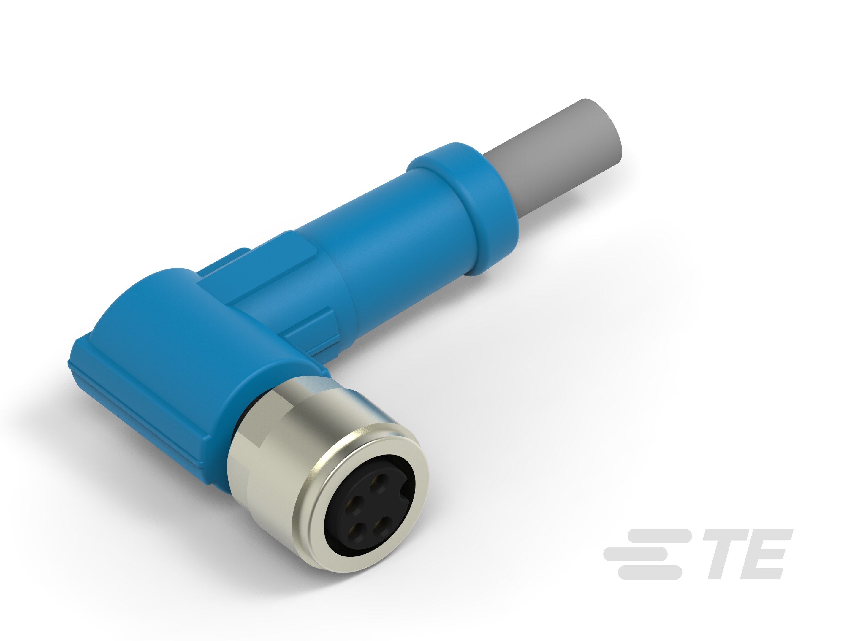 Te Entrelec - Cordons simples, Femelle, M8 Queue de cochon, Angle Droit, Gris