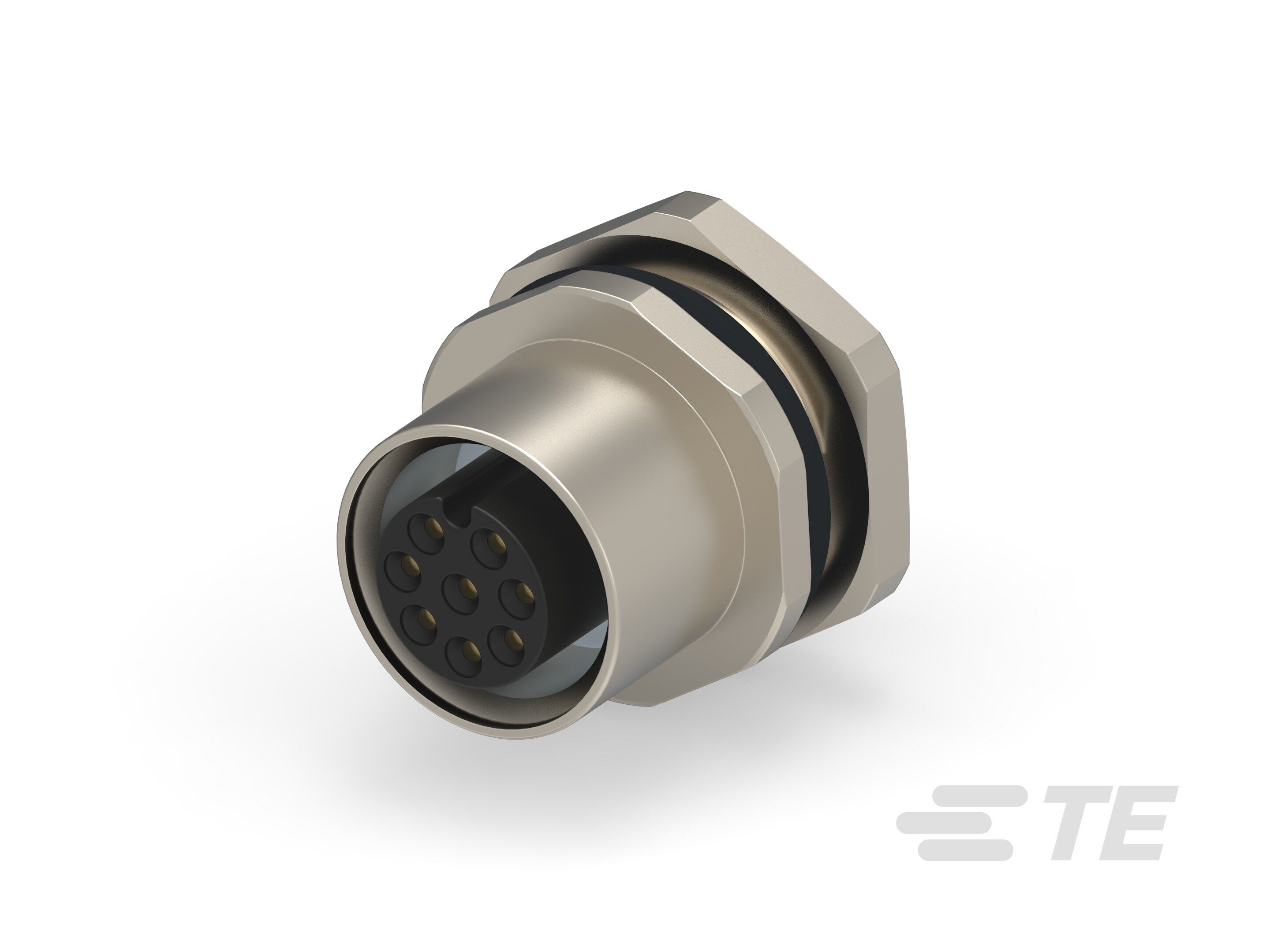 Te Entrelec - Connecteur Femelle, M12, Alliage cuivre, Polyamide 66 GF25,Noir