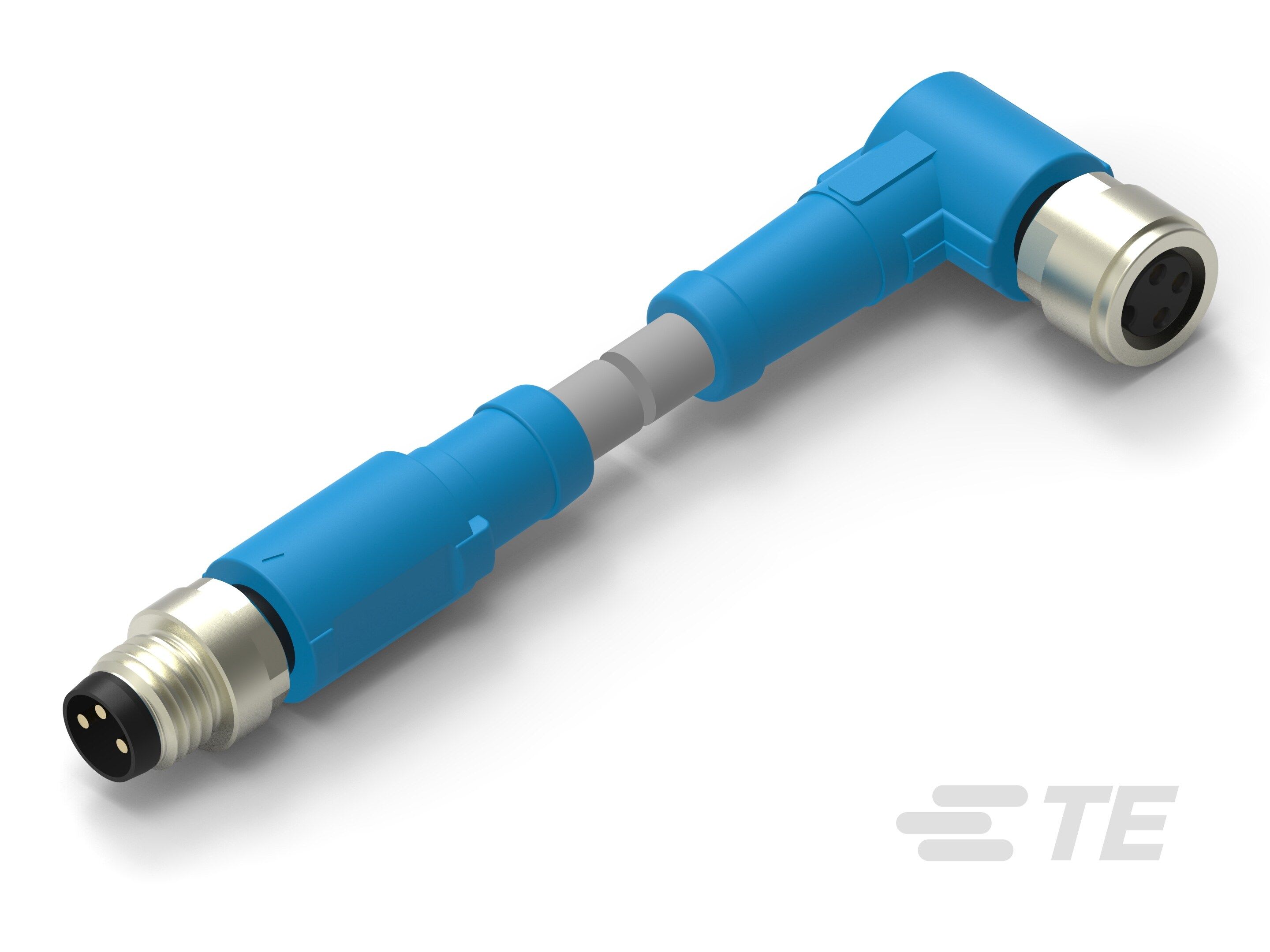 Te Entrelec - Cordons doubles, Mâle/Femelle, M8 vers M8, Angle Droit, Gris