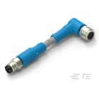 Te Entrelec - Cordons doubles, Mâle/Femelle, M8 vers M8, Angle Droit, Gris