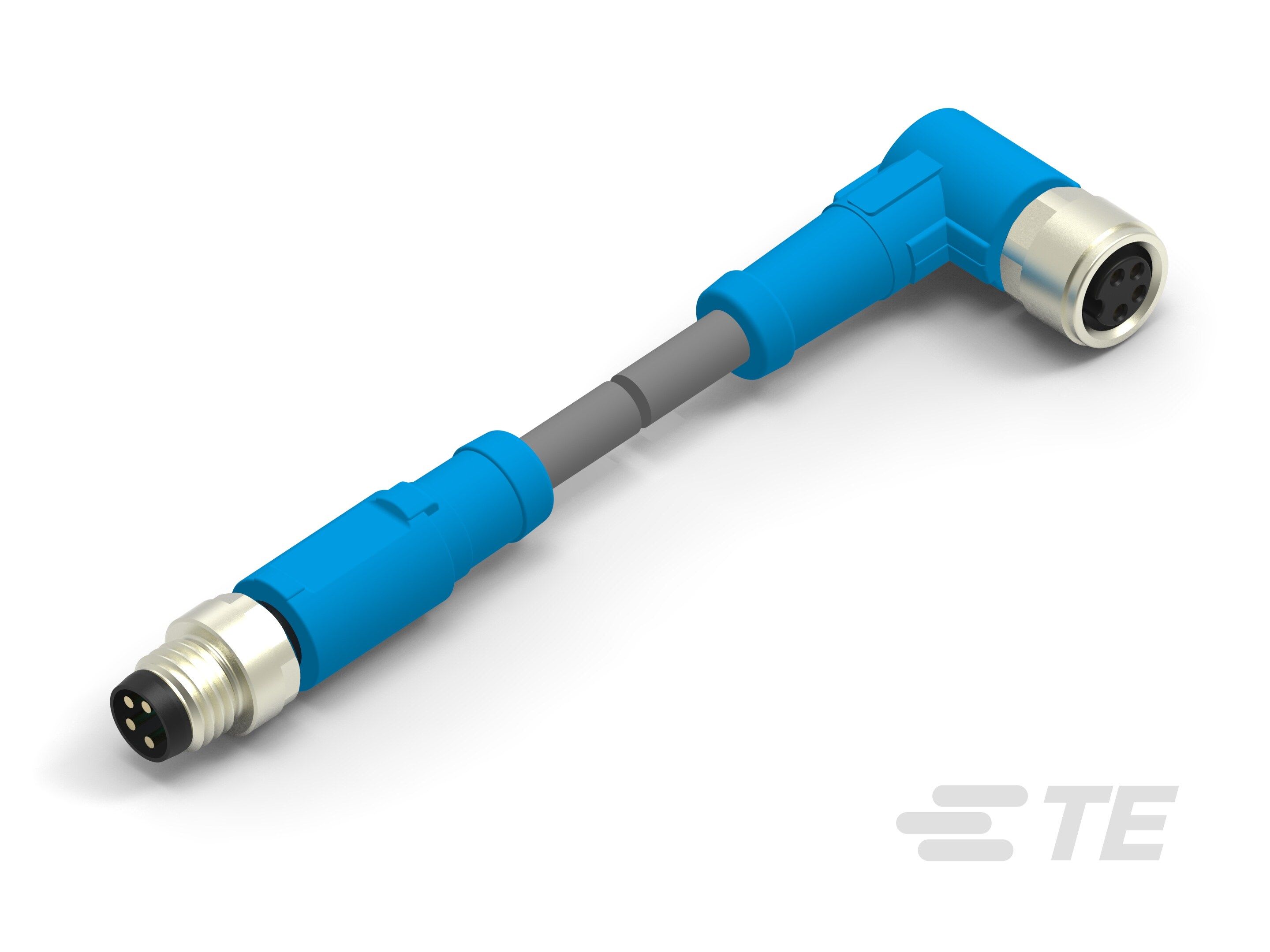 Te Entrelec - Cordons doubles, Mâle/Femelle, M8 vers M8, Angle Droit, Gris