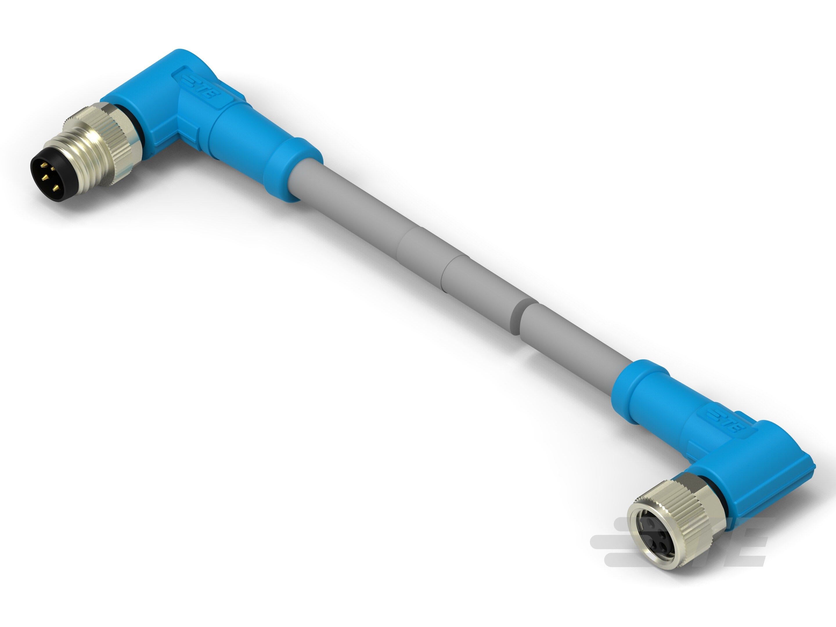 Te Entrelec - Cordons doubles, Mâle/Femelle, M8 vers M8, Angle Droit, Gris