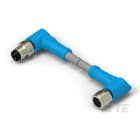 Te Entrelec - Cordons doubles, Mâle/Femelle, M8 vers M8, Angle Droit, Gris