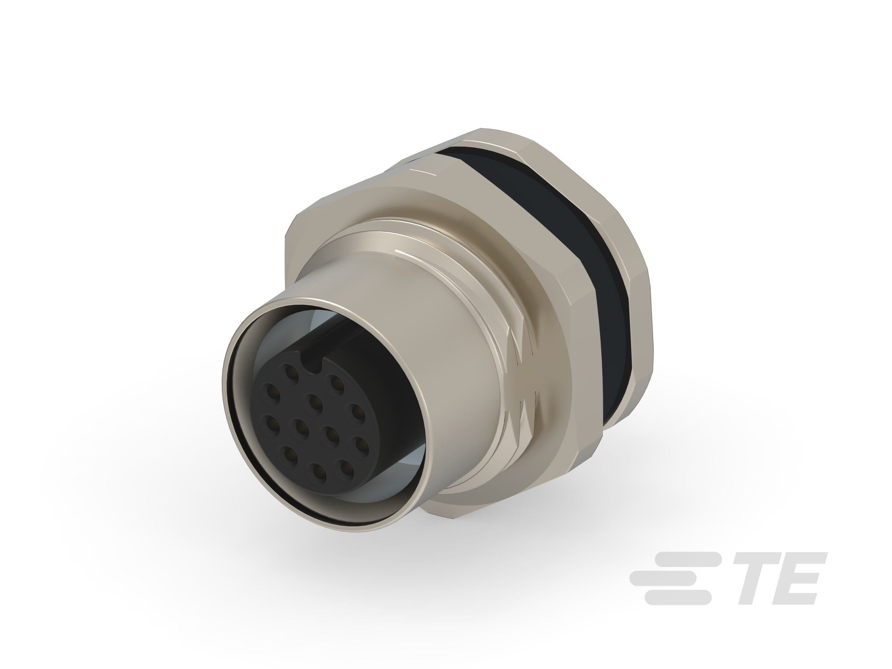 Te Entrelec - Connecteur Femelle, M12, Alliage cuivre, Polyamide 66 GF25,Noir