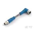 Te Entrelec - Cordons doubles, Mâle/Femelle, M8 vers M8, Angle Droit, Gris