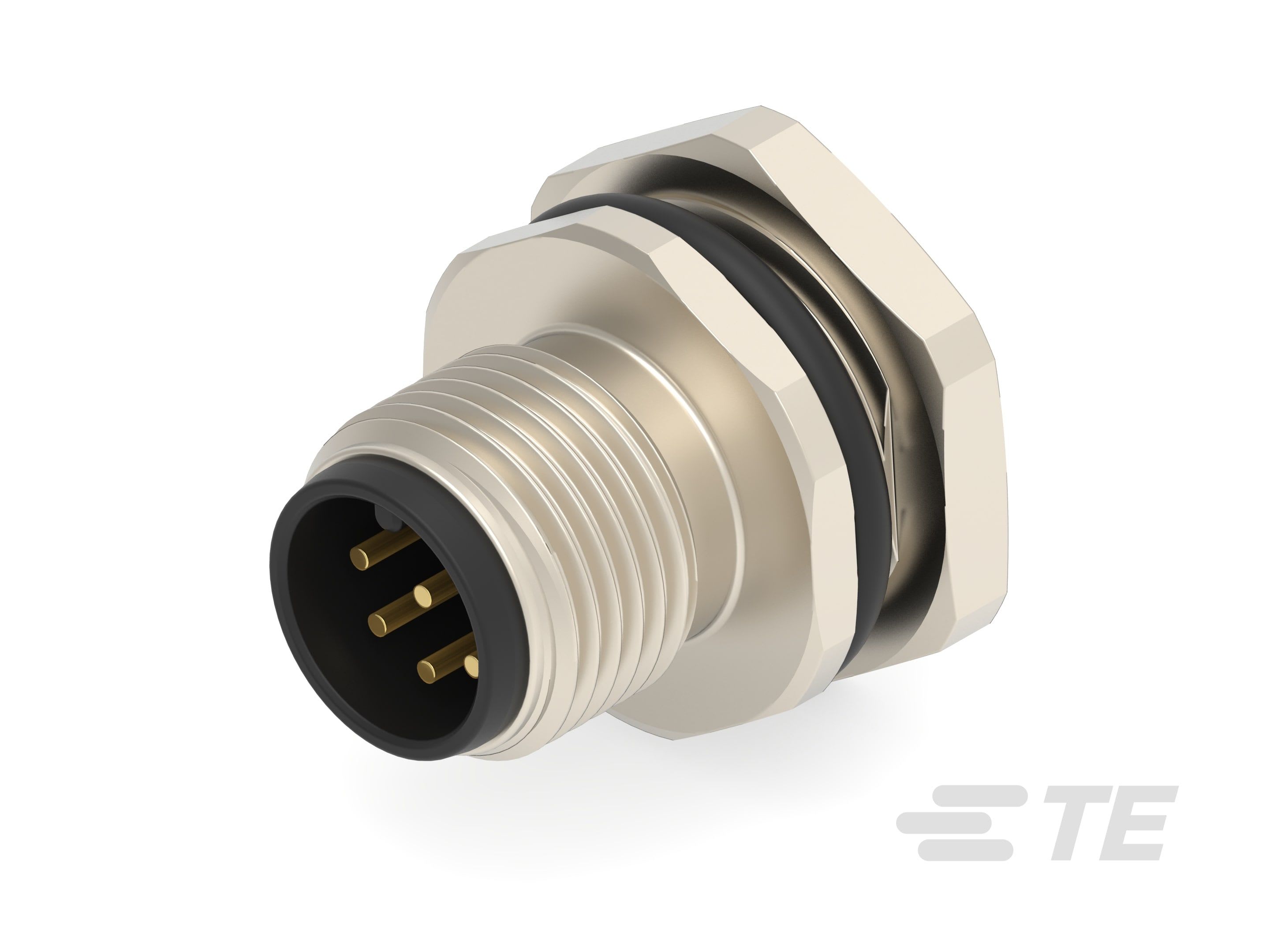 Te Entrelec - Connecteur Mâle, M12, Alliage cuivre, Polyamide 66 GF25,Noir