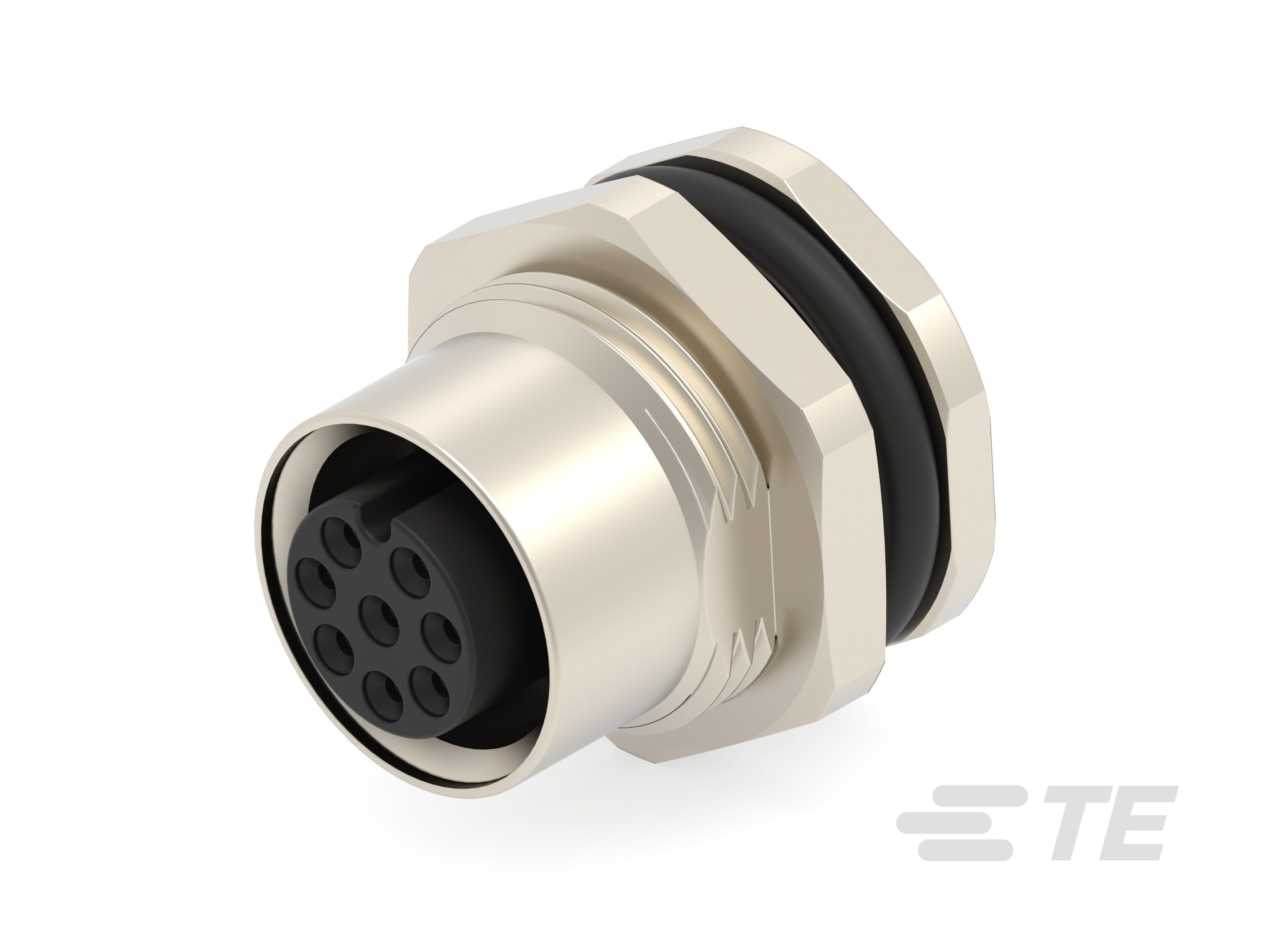 Te Entrelec - Connecteur Femelle, M12, Alliage cuivre, Polyamide 66 GF25,Noir