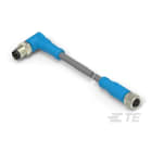 Te Entrelec - Cordons doubles, Mâle/Femelle, M8 vers M8, Angle Droit, Gris