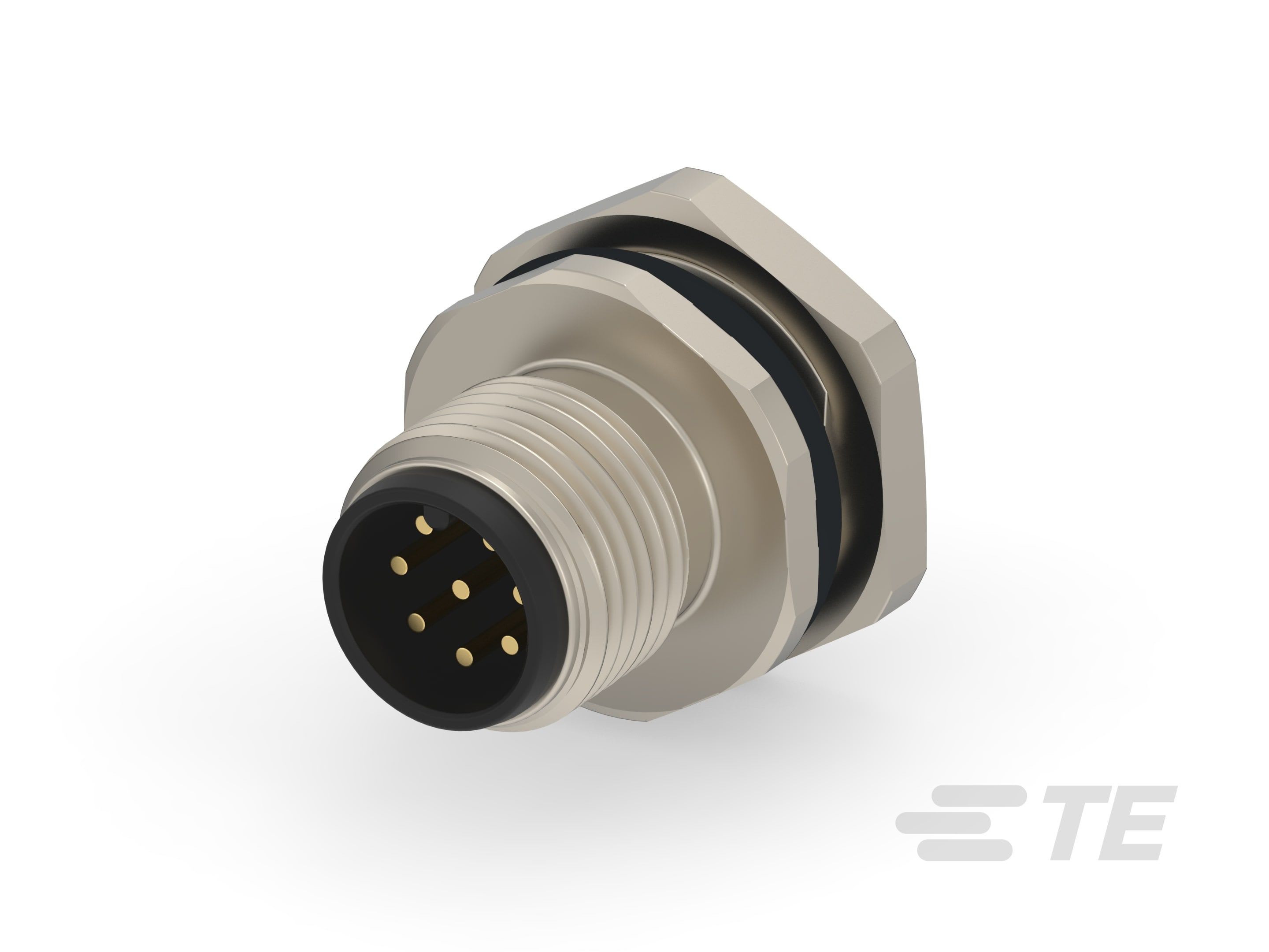 Te Entrelec - Connecteur Mâle, M12, Alliage cuivre, Polyamide 66 GF25,Noir