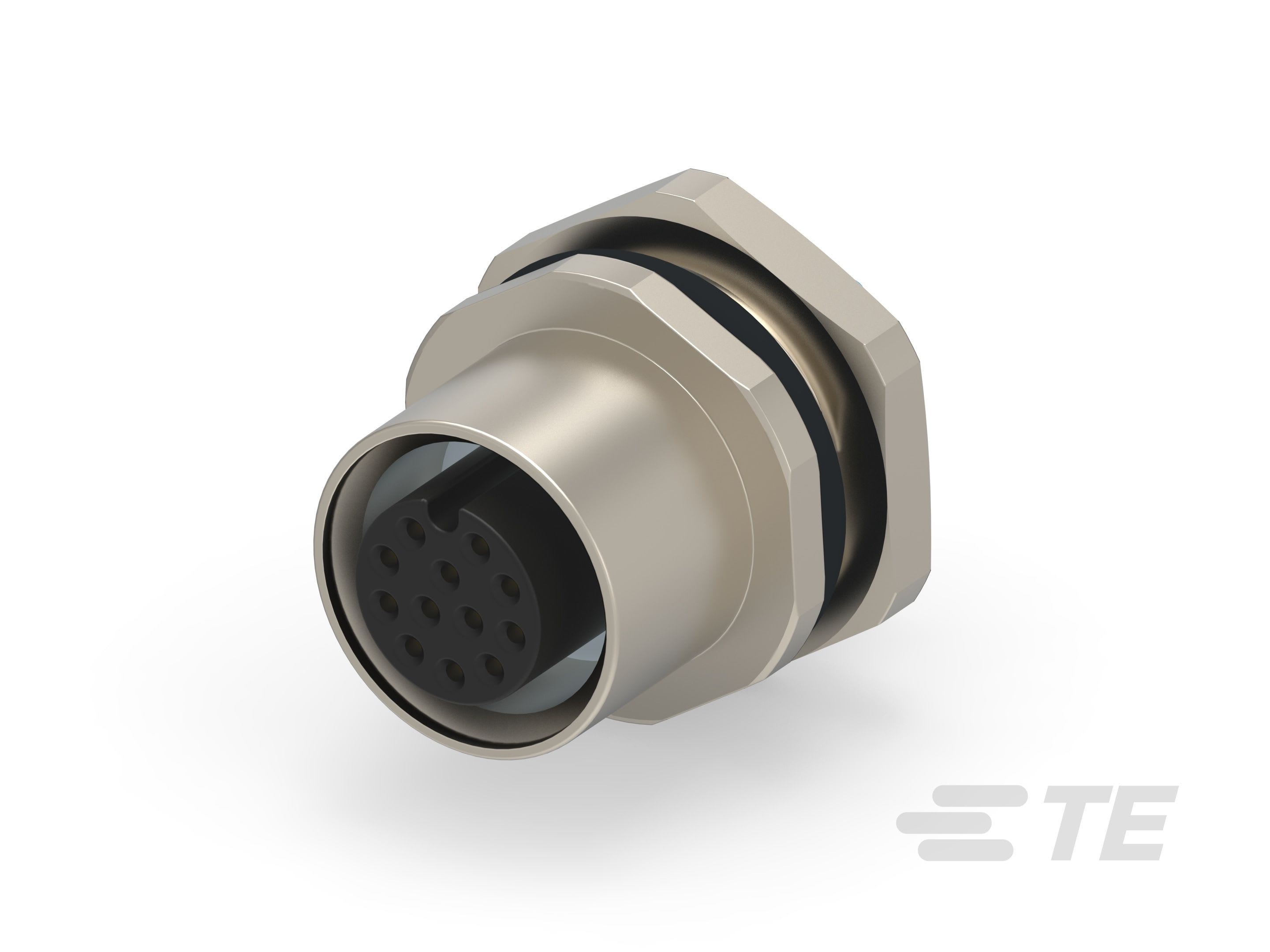 Te Entrelec - Connecteur Femelle, M12, Alliage cuivre, Polyamide 66 GF25,Noir