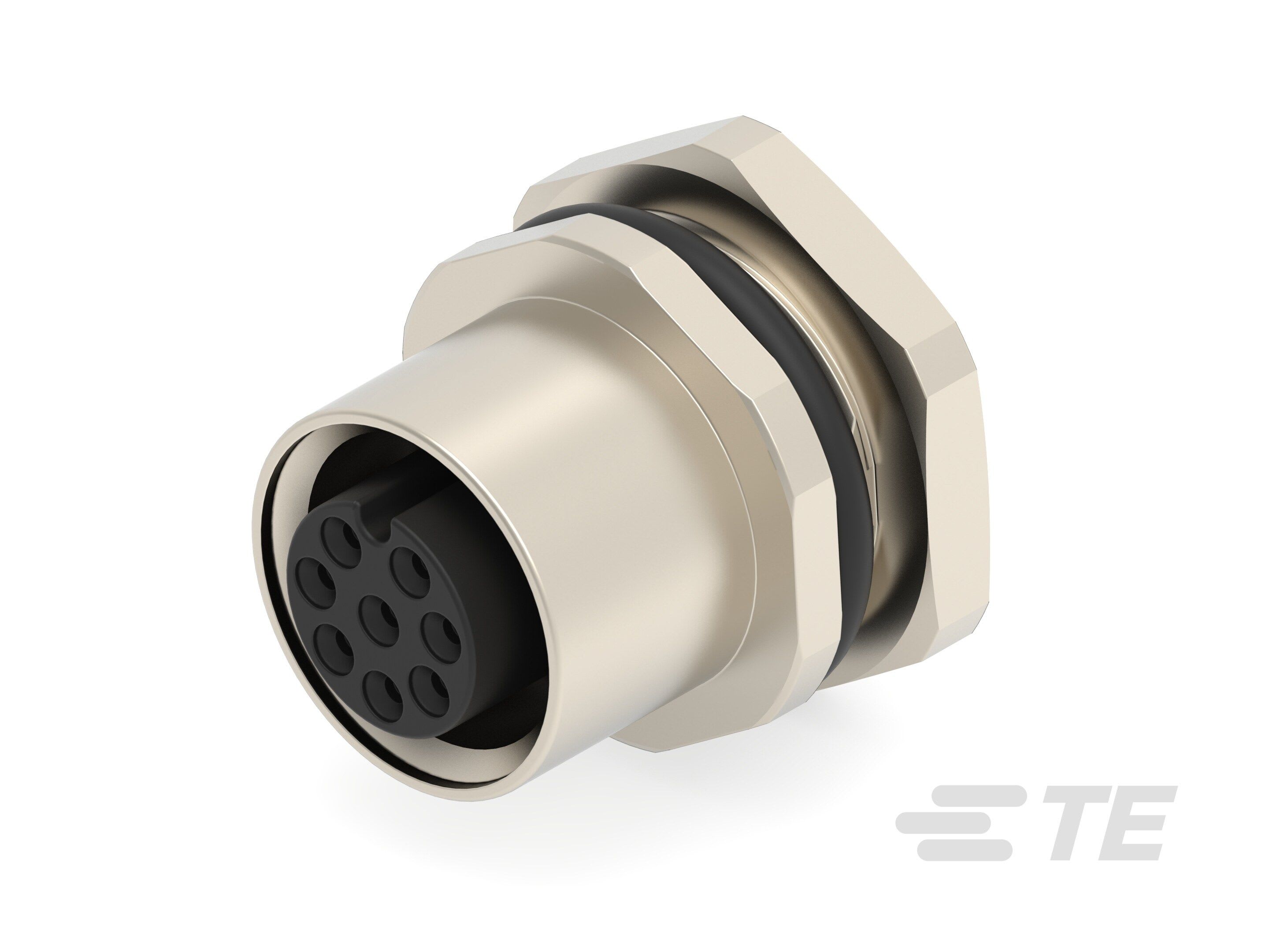 Te Entrelec - Connecteur Femelle, M12, Alliage cuivre, Polyamide 66 GF25,Noir