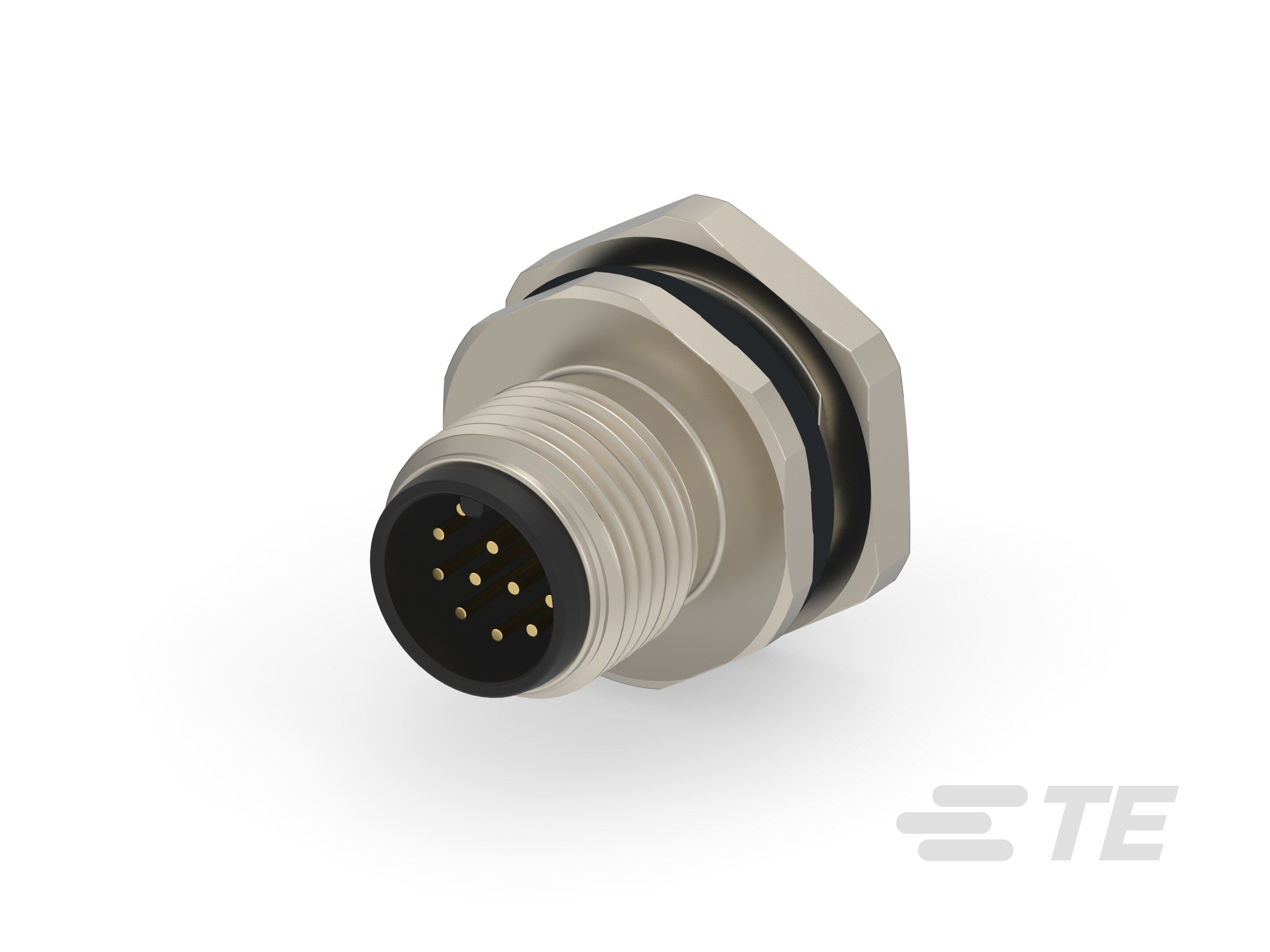 Te Entrelec - Connecteur Mâle, M12, Alliage cuivre, Polyamide 66 GF25,Noir