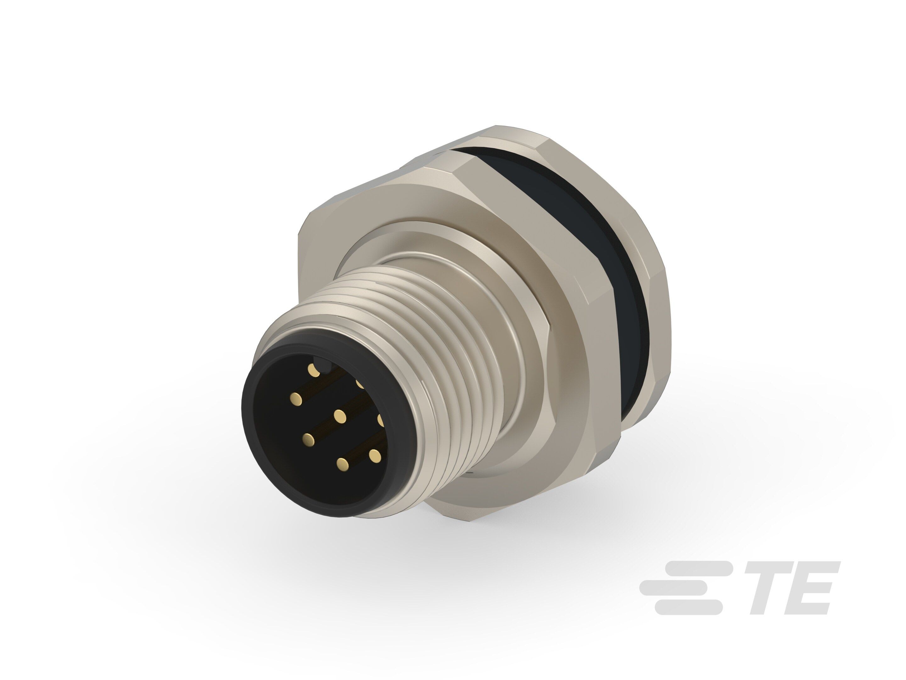 Te Entrelec - Connecteur Mâle, M12, Alliage cuivre, Polyamide 66 GF25,Noir