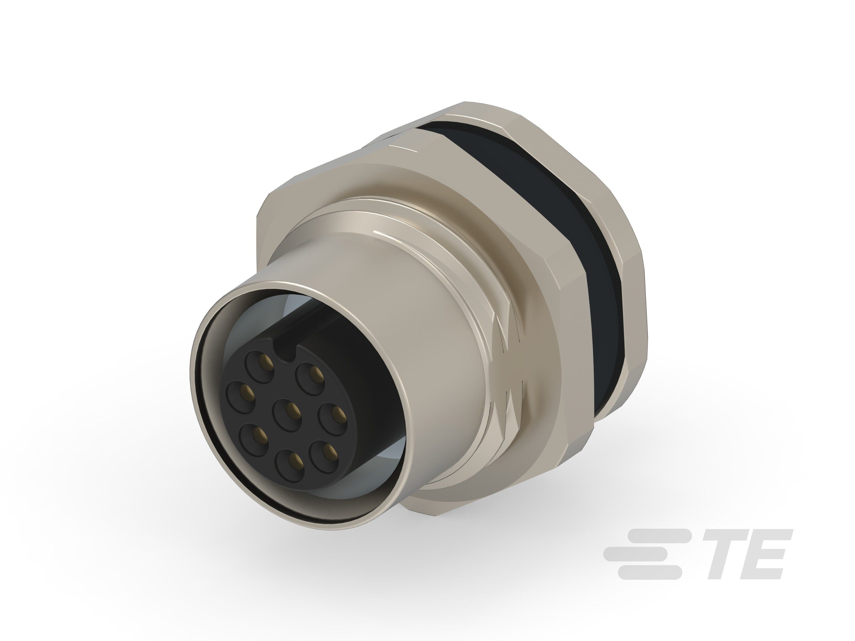 Te Entrelec - Connecteur Femelle, M12, Alliage cuivre, Polyamide 66 GF25,Noir