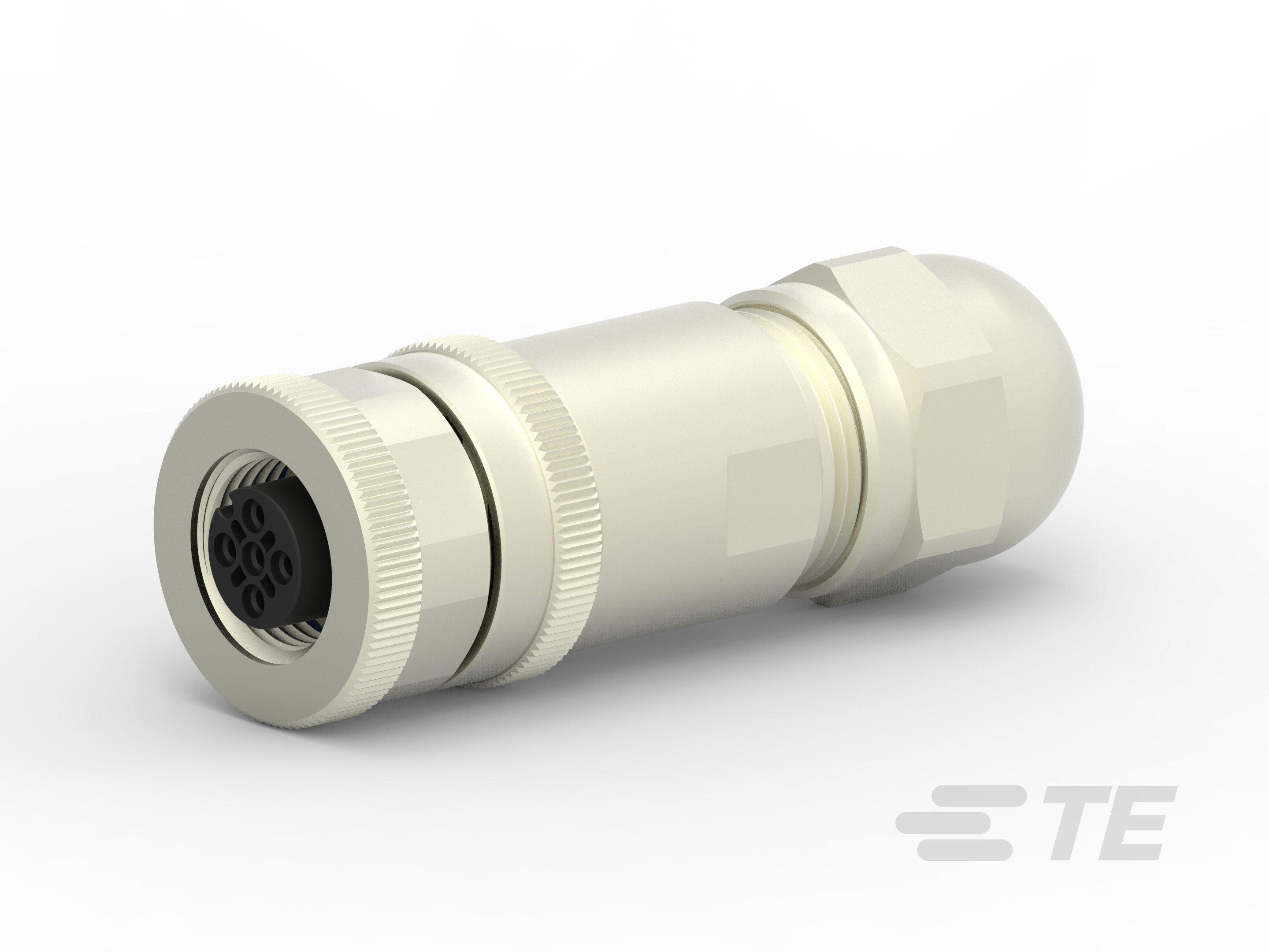 Te Entrelec - Connecteur Femelle, M12, Alliage cuivre, Polyamide 66 GF25,Noir