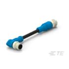 Te Entrelec - Cordons, Mâle/Femelle, M12 vers M12, Angle Droit, Gris