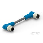 Te Entrelec - Cordons, Mâle/Femelle, M12 vers M12, Angle Droit, Gris