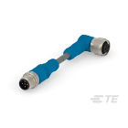 Te Entrelec - Cordons, Connecteur/Femelle, M12 vers M12, Angle Droit, Gris