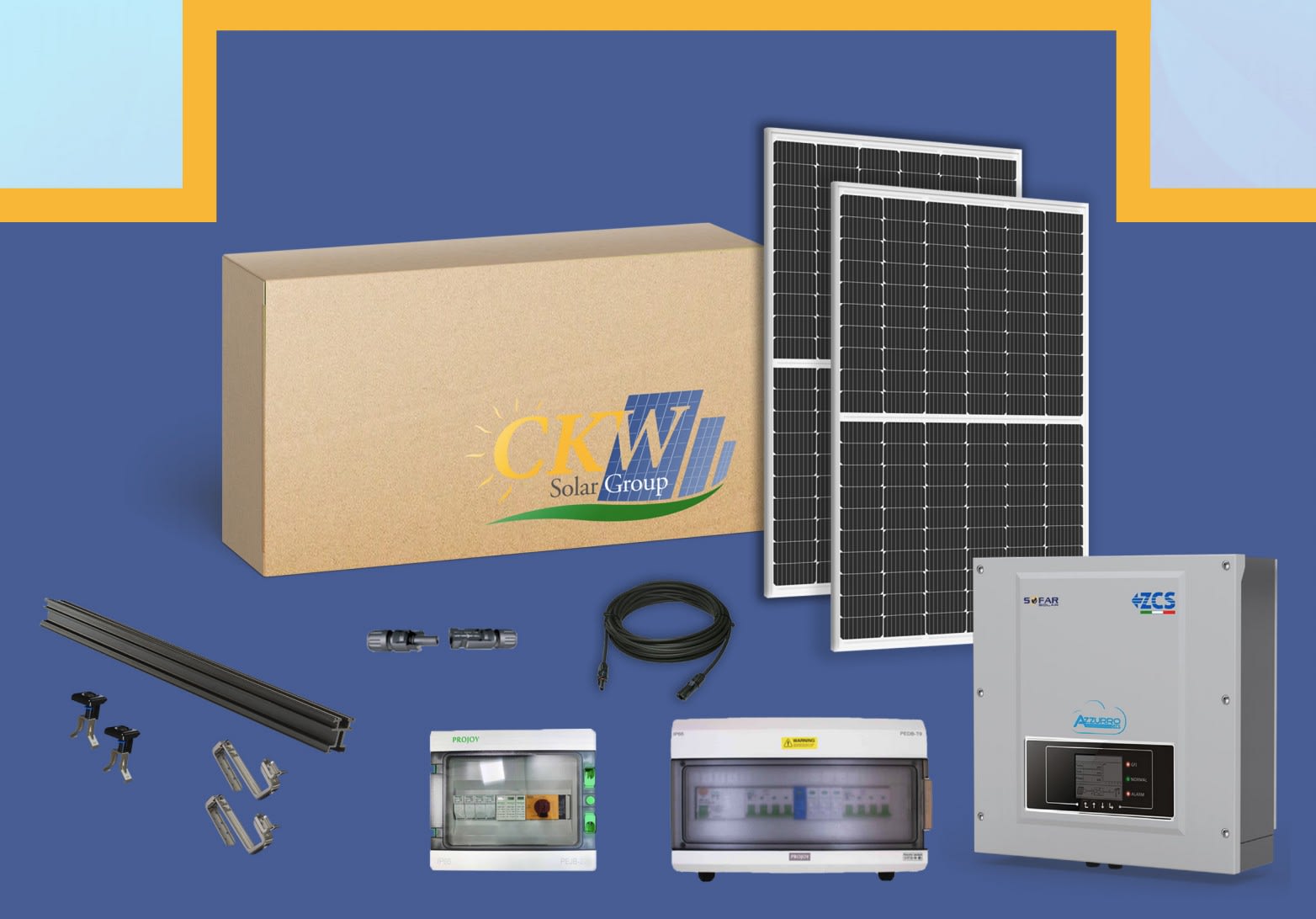 CKW Solar Group - Kit Sol. Ond. 9kW-triphase-24 panneaux 375W-toit tuile ETN-Coffret AC-DC