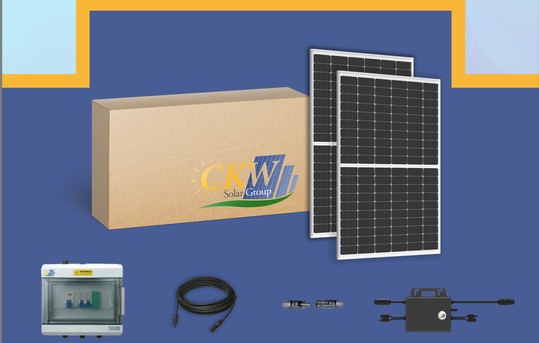 CKW Solar Group - Kit Solaire 3KW--4 micro-onduleur 800W-8PV mono 375W-sans fixation-Coffret AC