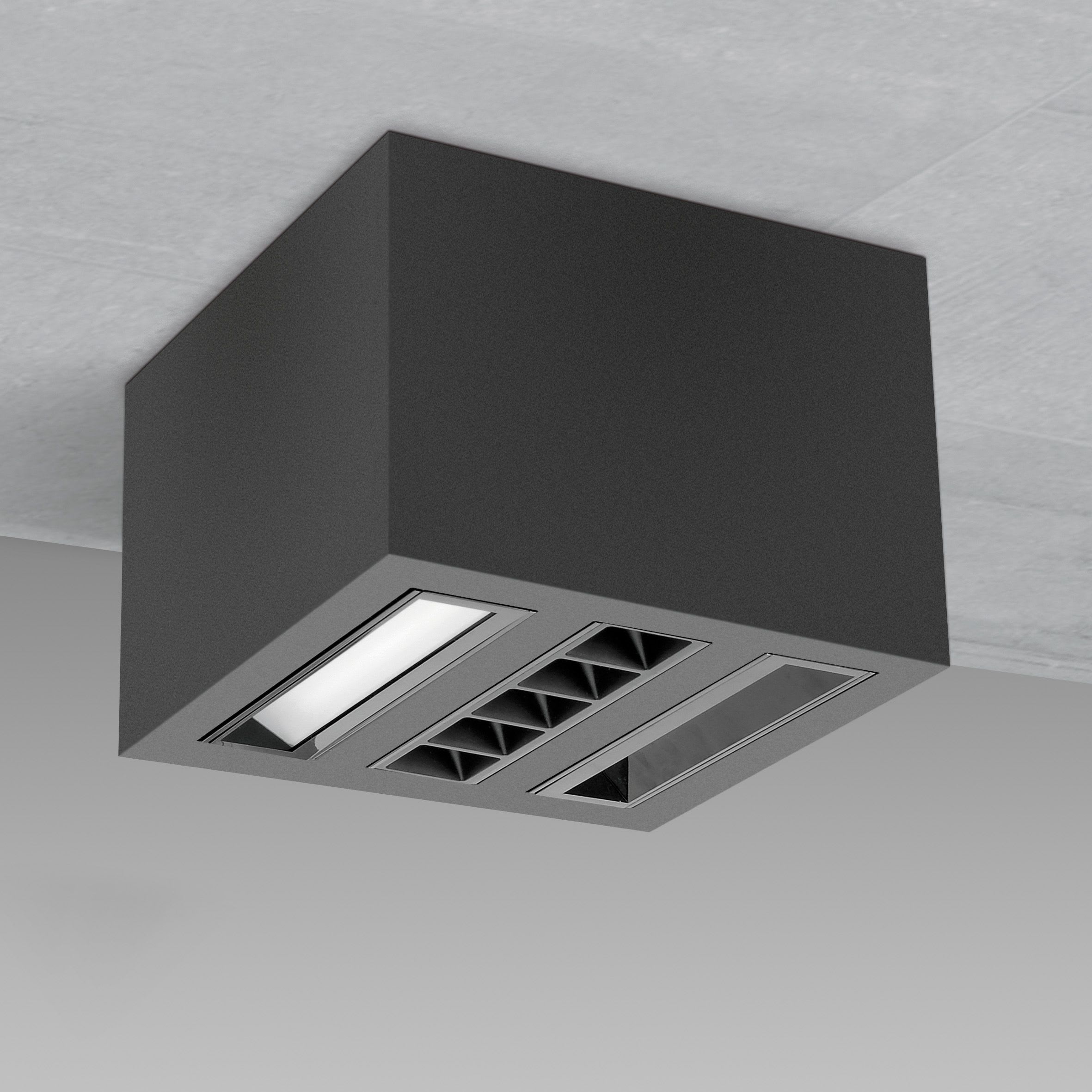 Fosnova - SPOT Mw plafonnier Led 36W noir Ip40Ik07 1925lm 3000K 15D