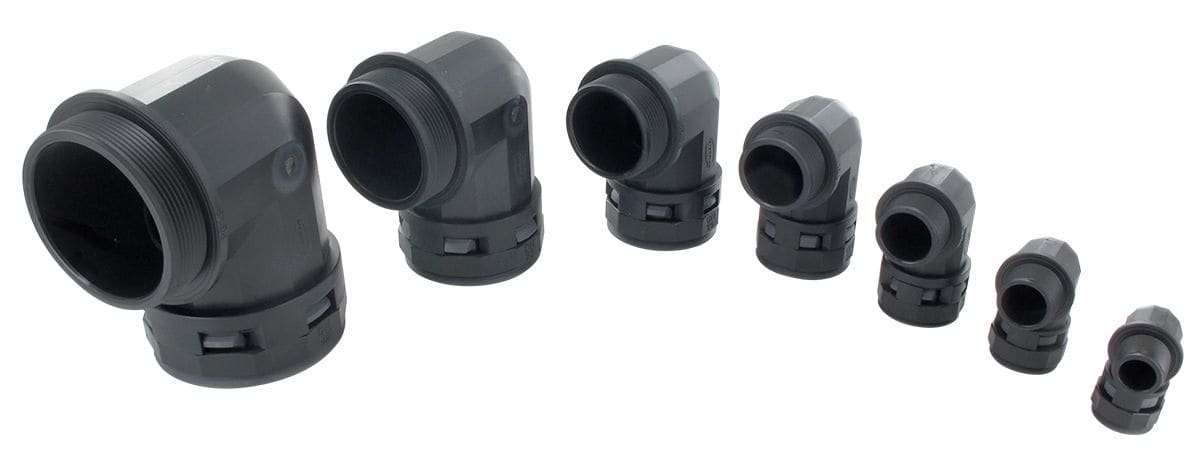 BLM - Raccord coudé 90° pol. noir NYLOFIX N°36-ISO40