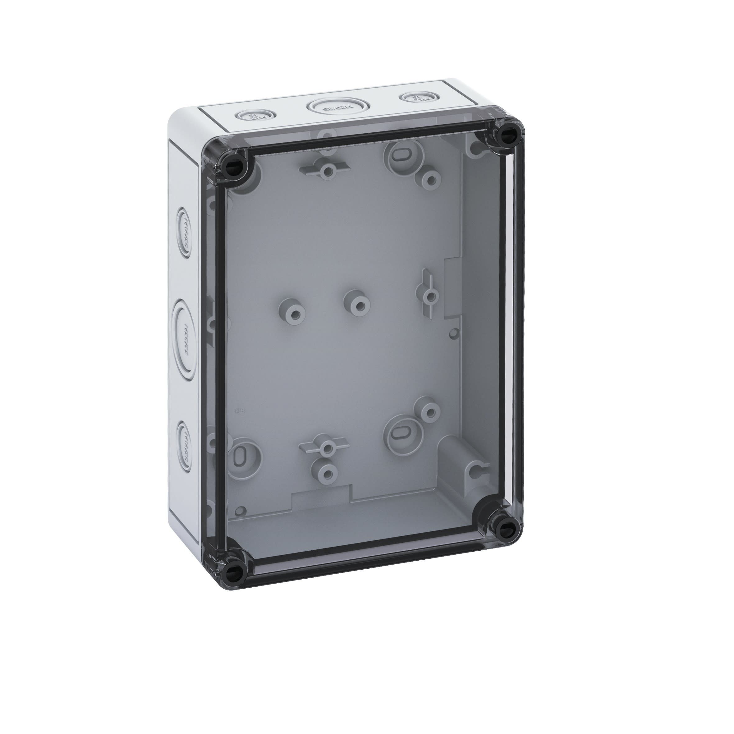 Spelsberg - TK PS 1813-6f-tm*Bte.+estampages-Polystyrène gris+couv.transp.-180x130x63 mm