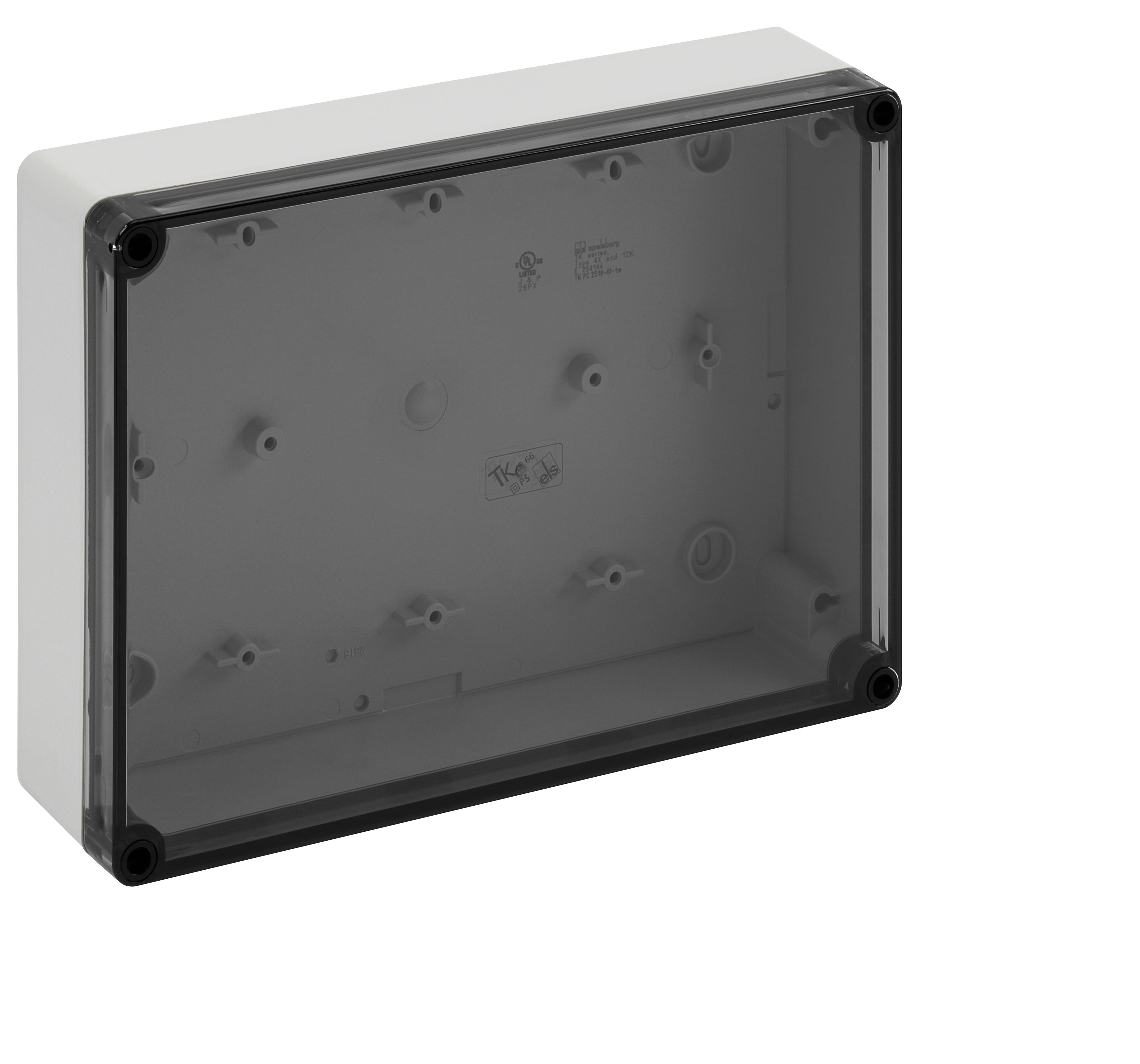Spelsberg - TK PS 2518-6f-to*Bte.faces lisses-Polystyrène gris+couv.transp.-254x180x63 mm