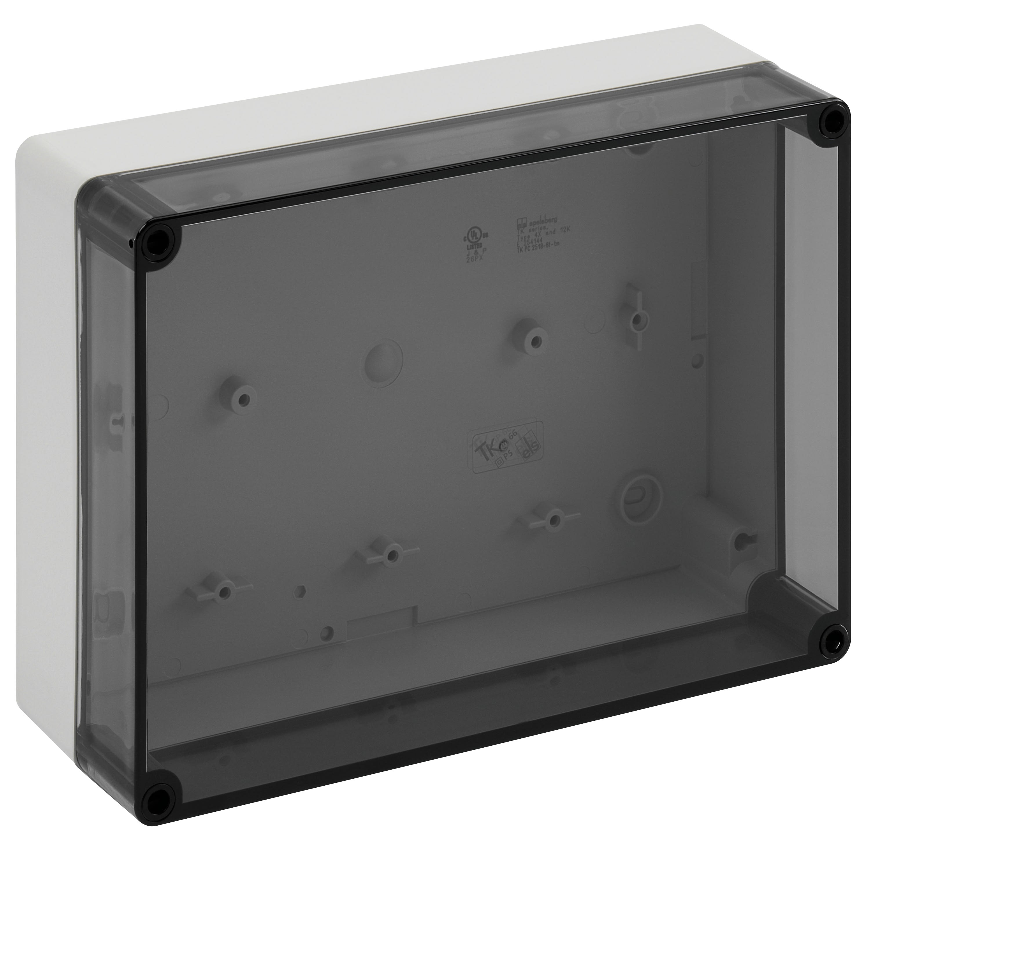 Spelsberg - TK PS 2518-8f-to*Bte.faces lisses-Polystyrène gris+couv.transp.-254x180x84 mm