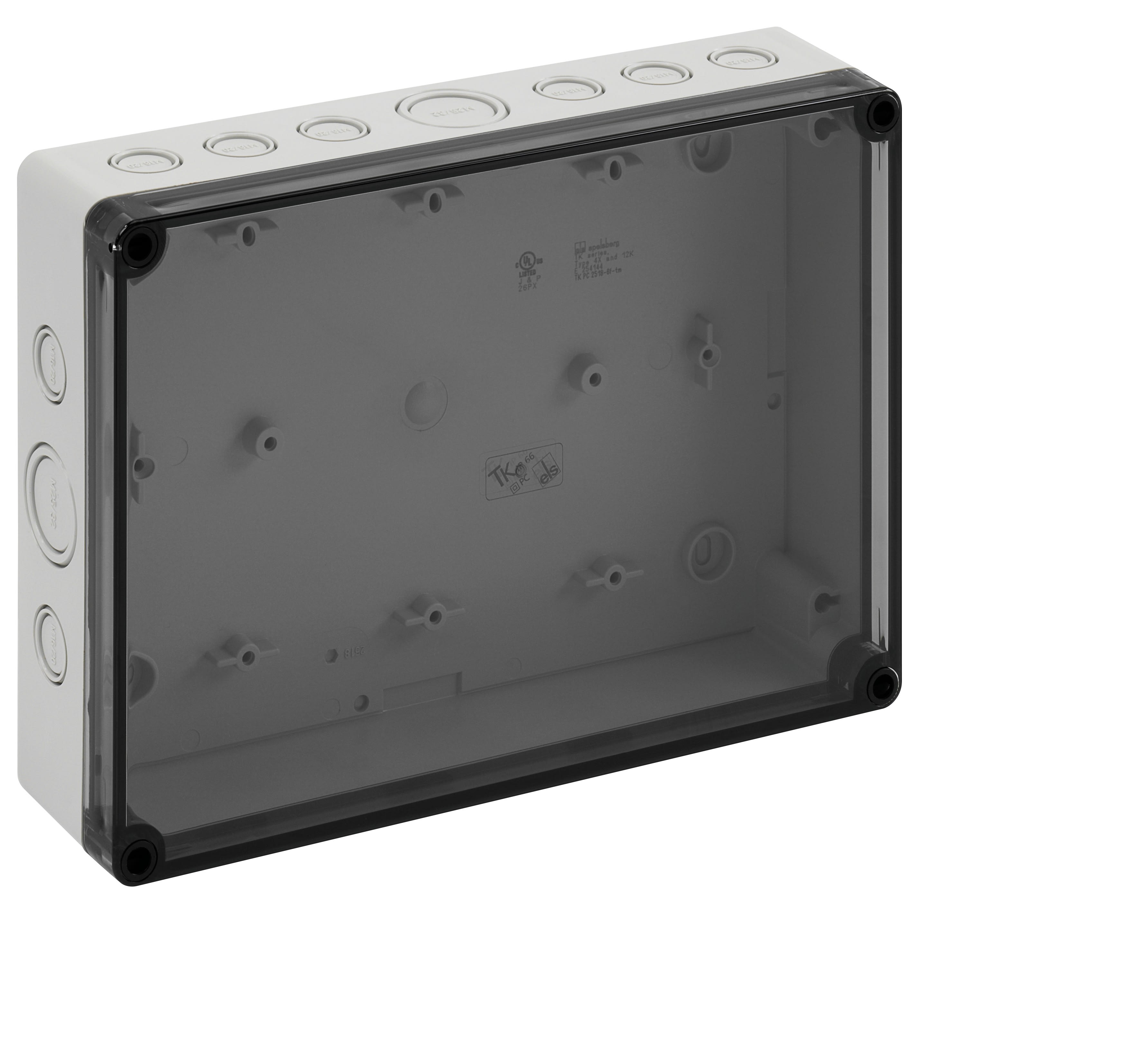 Spelsberg - TK PC 2518-6f-tm*Boite +estampages-Polycarb. gris+couv.transp.-254x180x63 mm