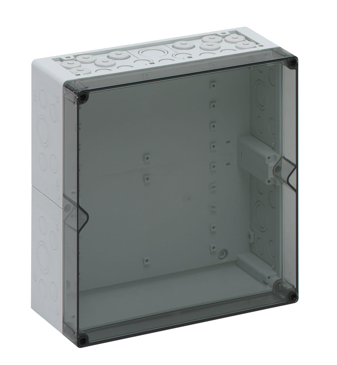 Spelsberg - AKL 2-t * Boite avec estampages-Polystyrol gris+couv. transp.-300x300x132 mm
